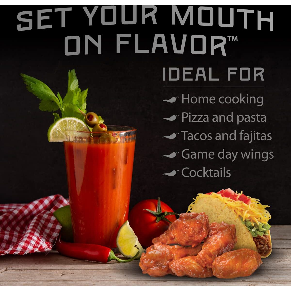 Melindas Chef Figs Heat & Flavor Collection - Gourmet Hot Sauce Gift Set With A Variety Of Flavors & Spice Levels - Includes Ghost, Mango, Garlic, Red Savina, Scotch Bonnet, Jalapeo - 5 Oz, 6 Pack