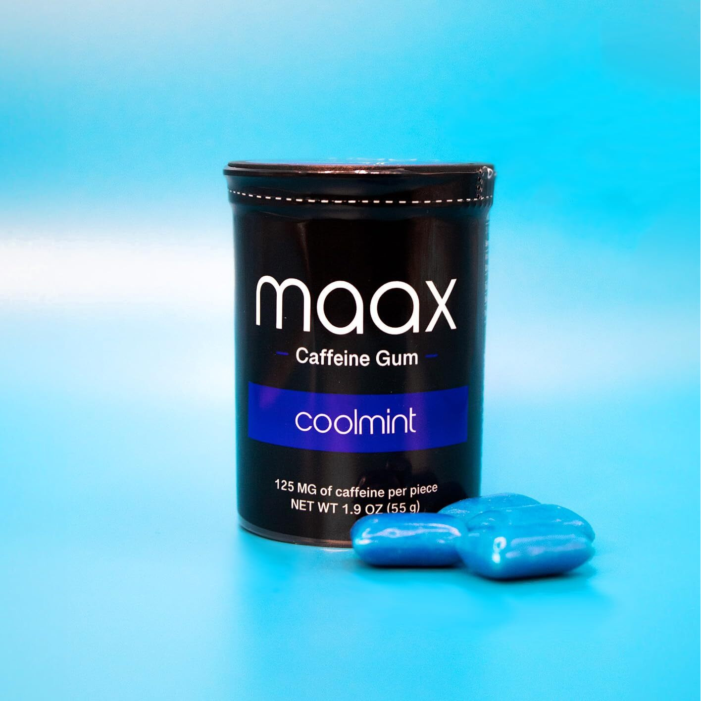 Maax Caffeine Energy Gum | 125Mg Of Caffeine Per Piece | Coolmint | 25 Pieces Per Container | Focus Supplement