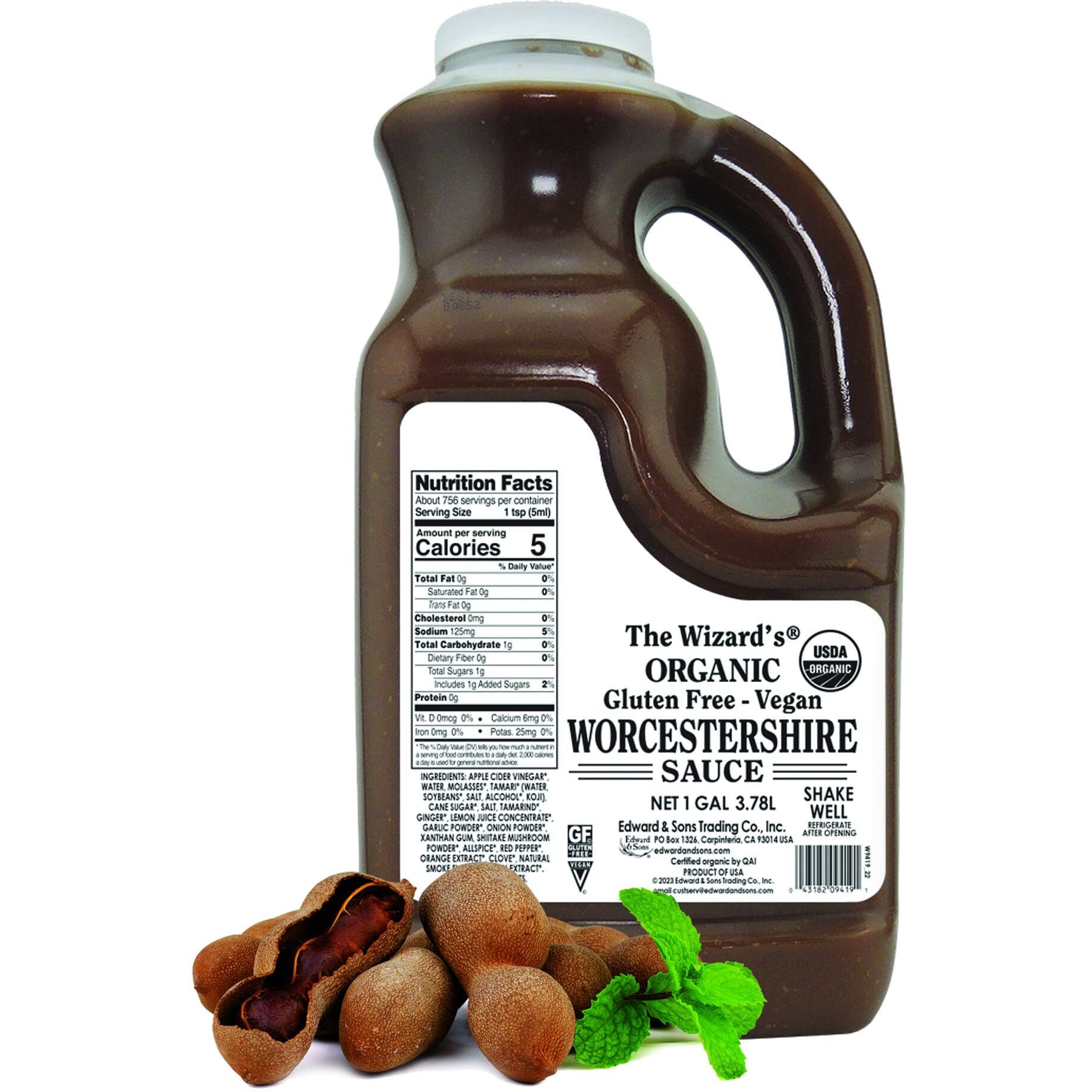 The Wizard's Sauces, Organic Gluten Free Vegan Worcestershire Sauce, Food Service Size, 128 Ounce Bottle