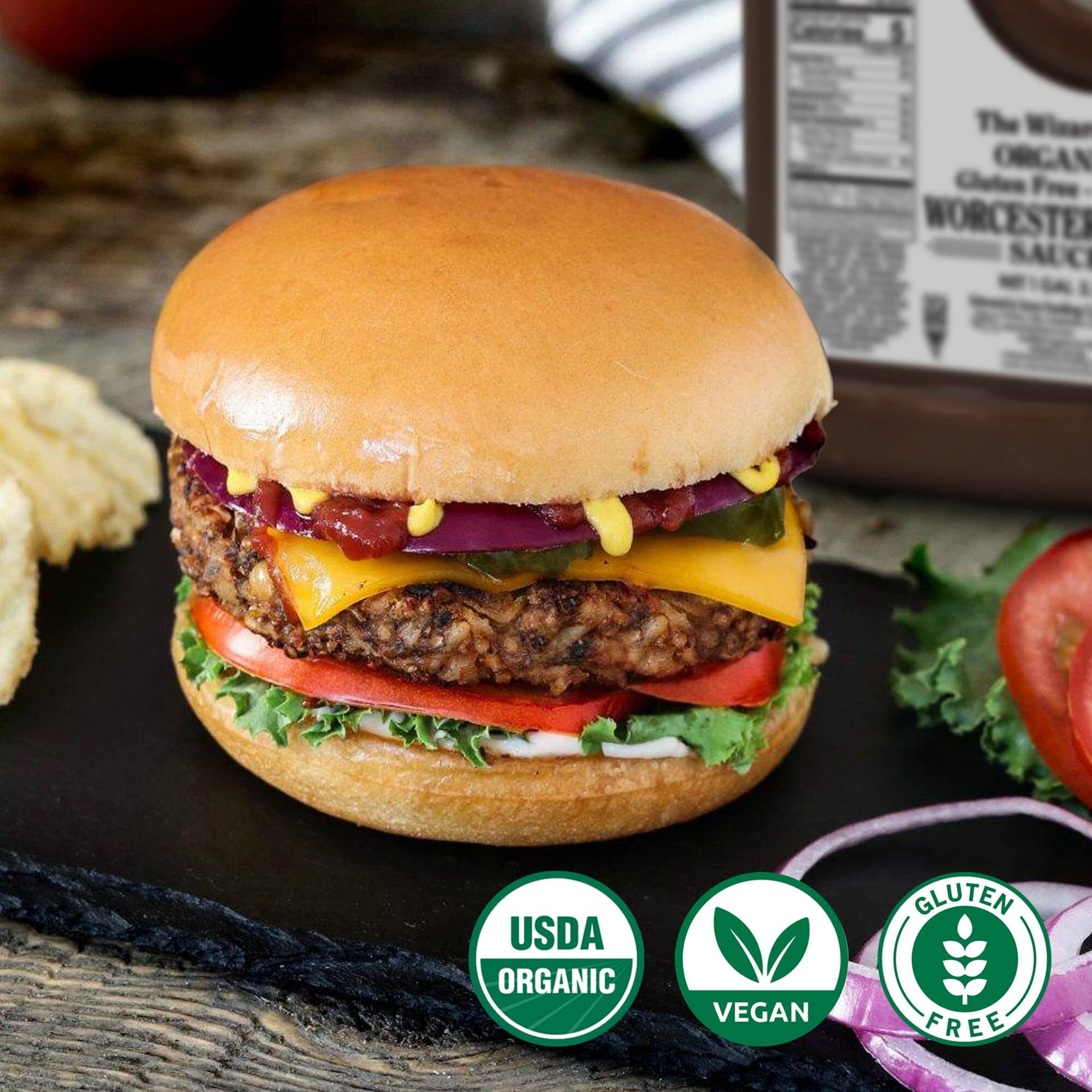 The Wizard's Sauces, Organic Gluten Free Vegan Worcestershire Sauce, Food Service Size, 128 Ounce Bottle