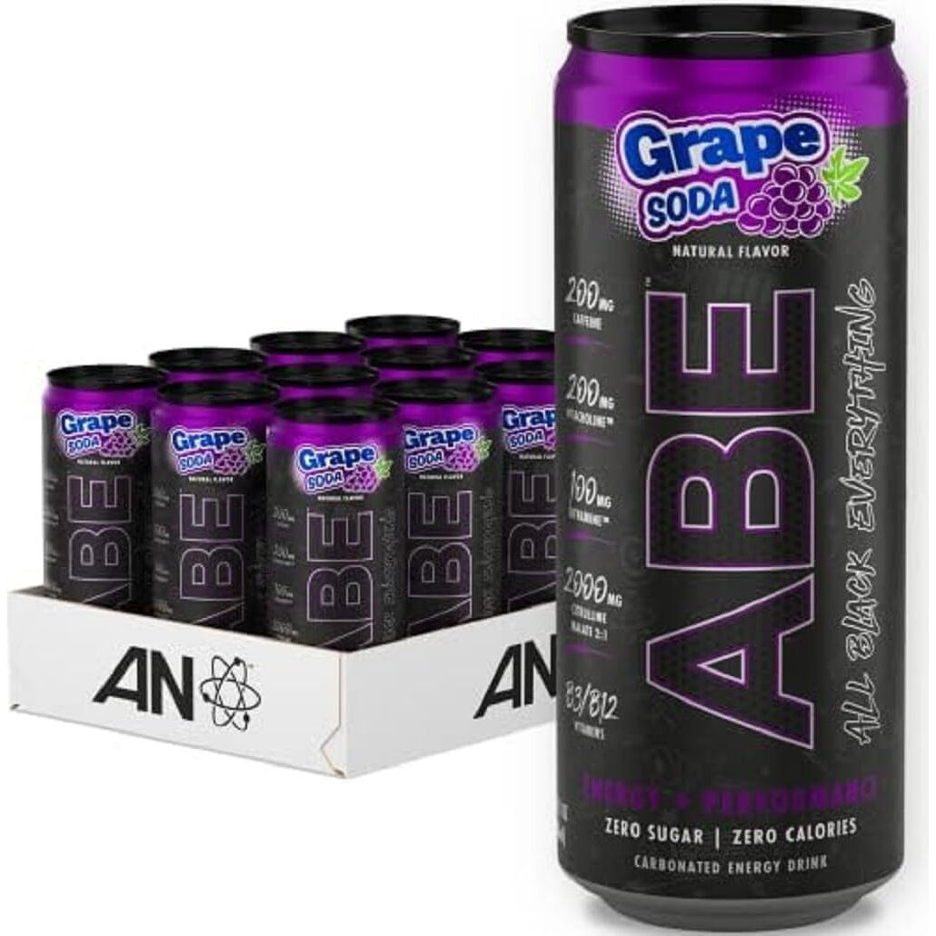 All Black Everything Sugar Free Energy Drink | Grape Soda | 0 Calories | 12 Pack | 200Mg Natural Caffeine | Pre-Workout Sport Drink For Men And Women
