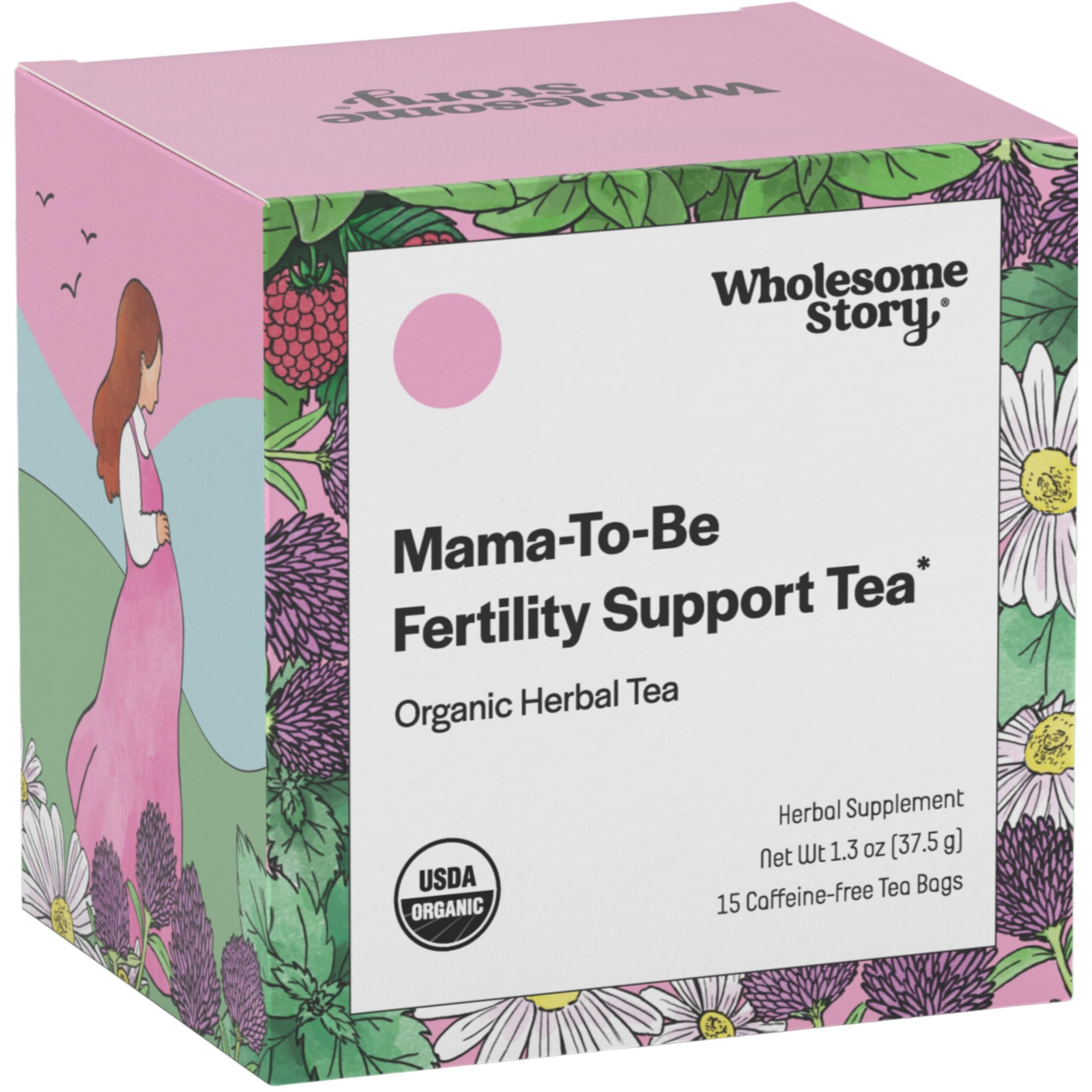 Organic Fertility Tea For Women W Red Raspberry Leaf Tea, Cinnamon Bark, Spearmint Leaf, Nettle Leaf, Chamomile, & Red Clover | Spearmint Tea Organic | Nettle Tea | Chamomile Tea | 15 Pyramid Sachet