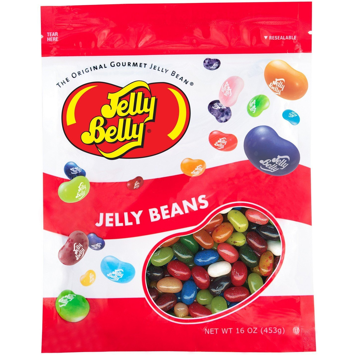 Jelly Belly Fruit Bowl 16 Flavors Jelly Beans - 1 Pound (16 Ounces) Resealable Bag - Genuine, Official, Straight From The Source
