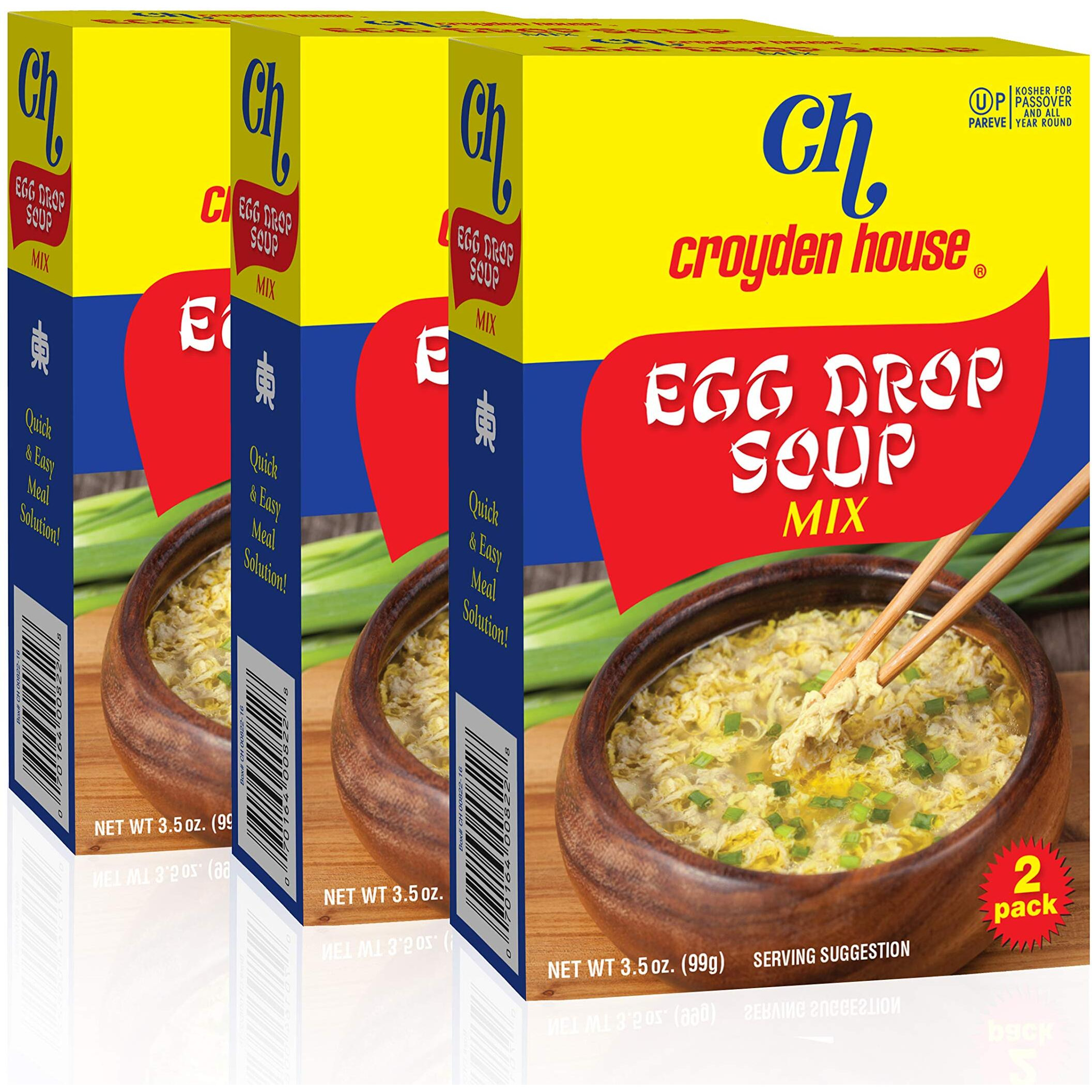 Croyden House Egg Drop Soup Mix 3.5Oz (3 Pack, Total Of 6 Envelopes) Quick And Easy Prep, Chinese Style, Kosher