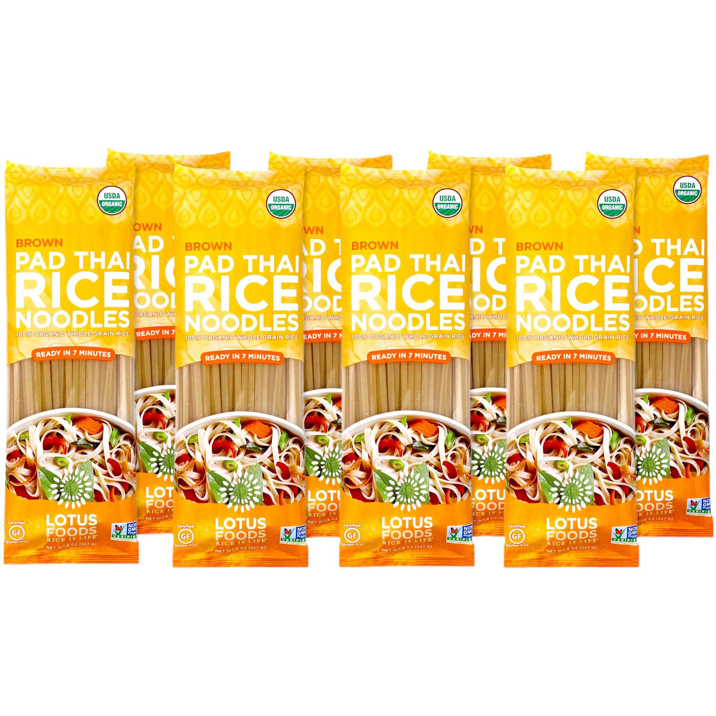 Lotus Foods Organic Brown Rice Pad Thai Rice Noodles - Gluten Free Pad Thai, Heirloom Rice Noodles, Authentic Asian Noodles, Rice Noodles Thailand, Usda Organic, Non Gmo - 8 Oz (Pack Of 8)