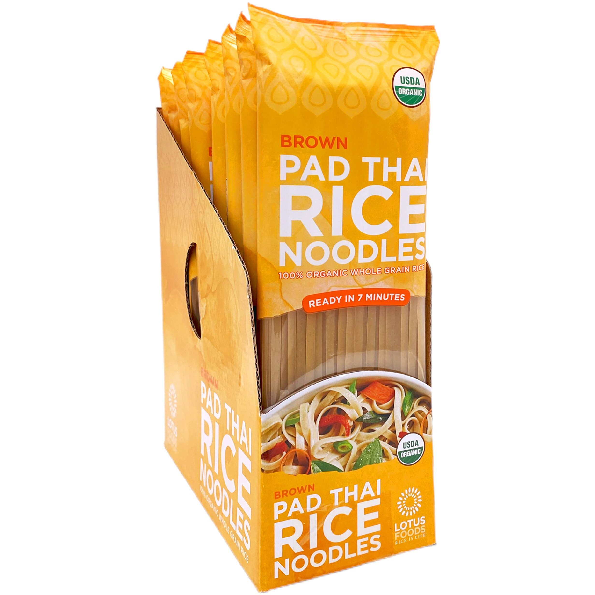 Lotus Foods Organic Brown Rice Pad Thai Rice Noodles - Gluten Free Pad Thai, Heirloom Rice Noodles, Authentic Asian Noodles, Rice Noodles Thailand, Usda Organic, Non Gmo - 8 Oz (Pack Of 8)