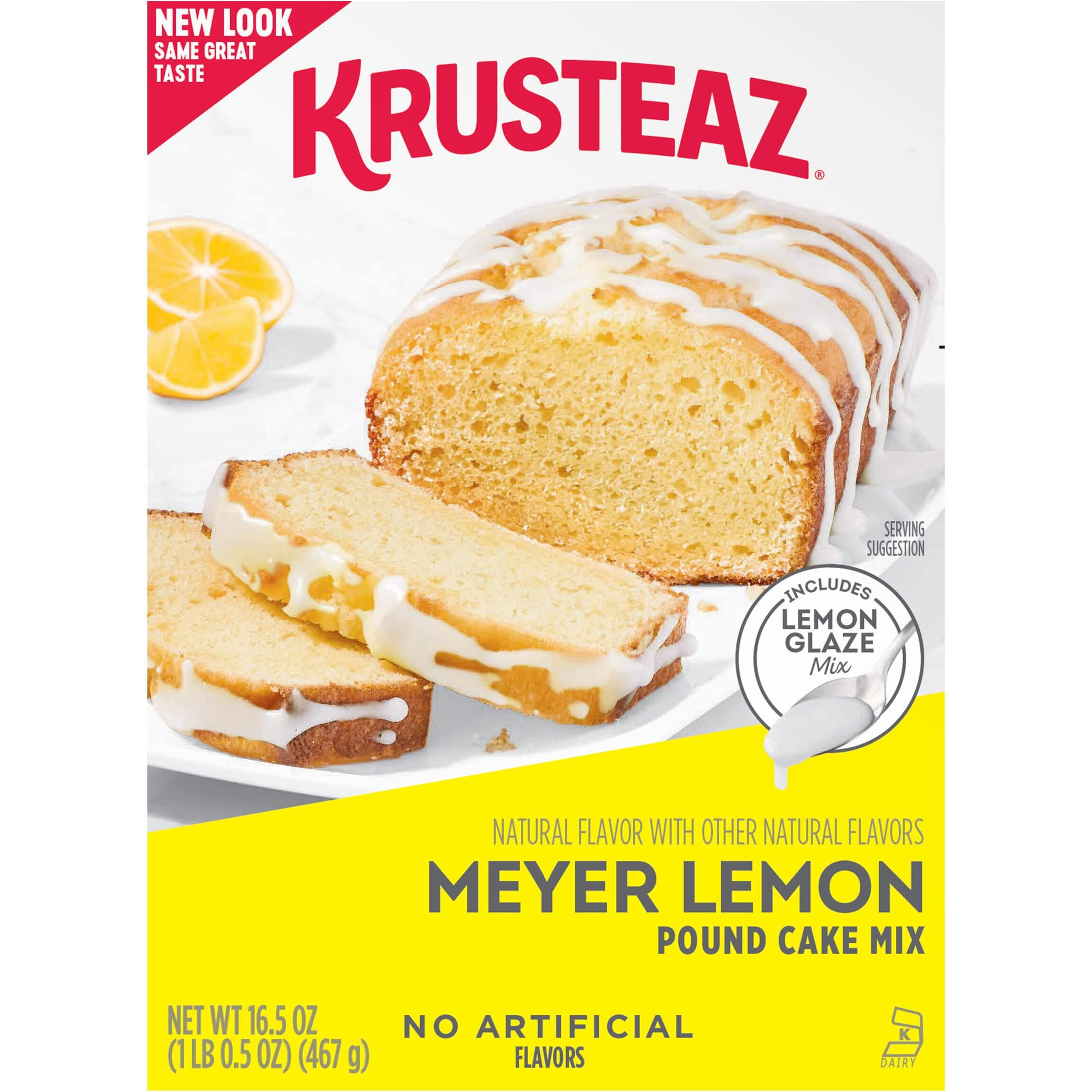 Krusteaz Meyer Lemon Pound Cake And Glaze Mix, 16.5 Oz Boxes (Pack Of 12)