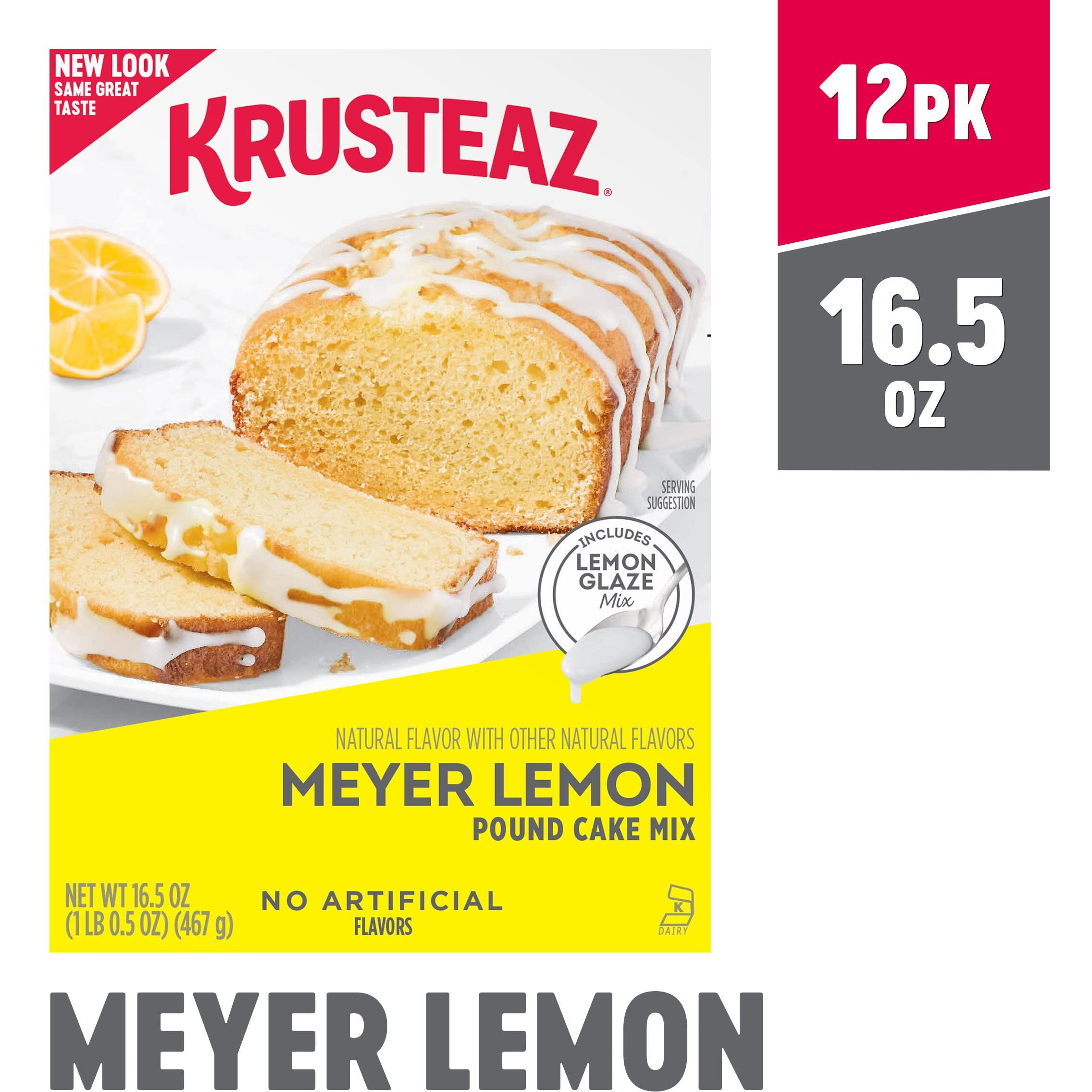 Krusteaz Meyer Lemon Pound Cake And Glaze Mix, 16.5 Oz Boxes (Pack Of 12)