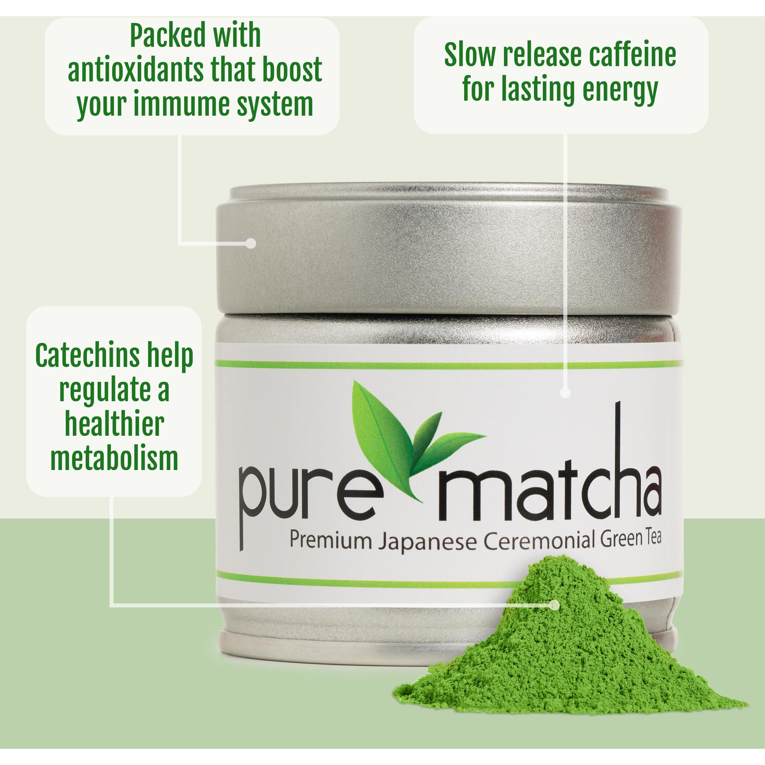 Pure Matcha | Premium Ceremonial Grade Matcha Green Tea Powder | Authentic Japanese Origin | Sugar Free | 30G, 1.06Oz