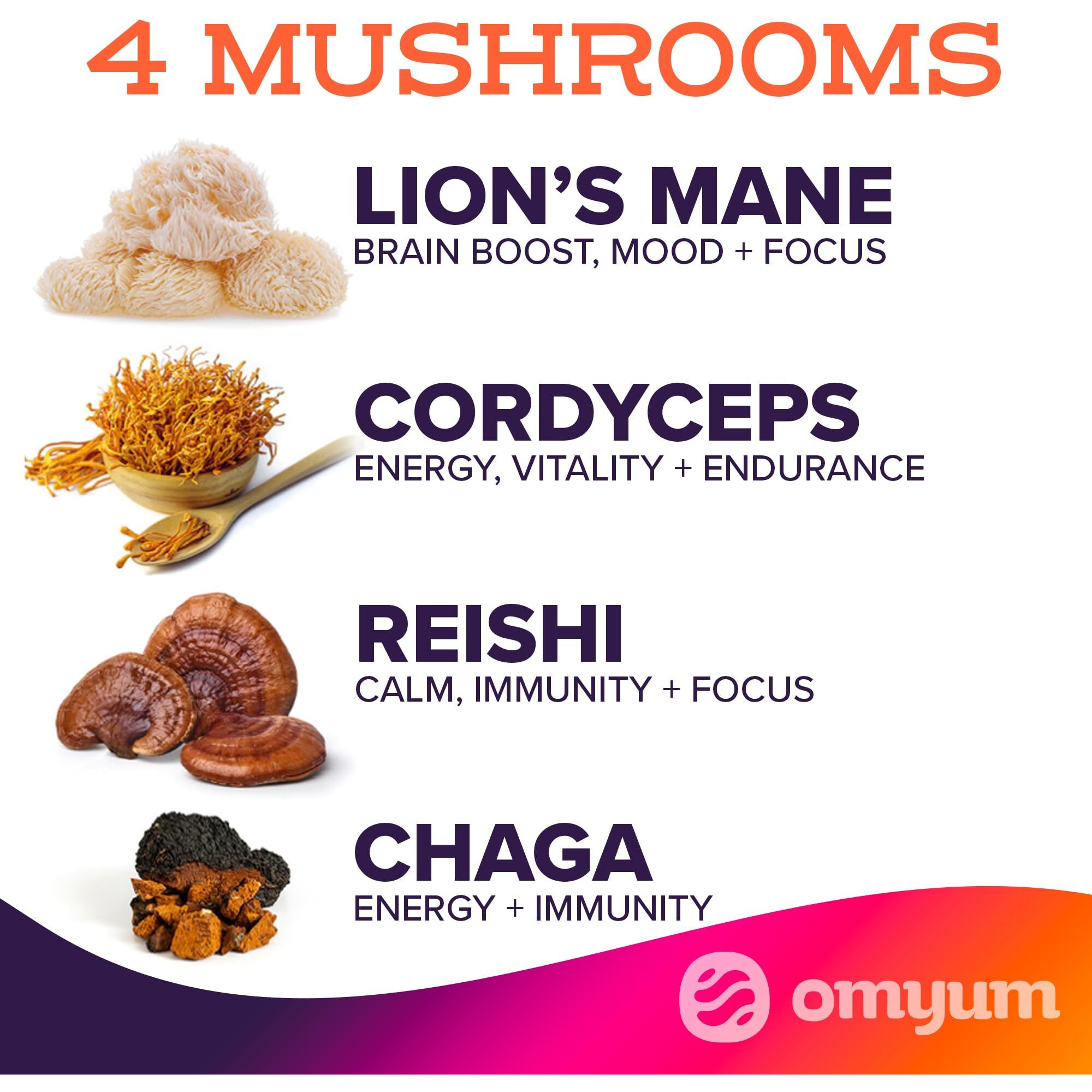 Omyum Supernatural Coffee Alternative (30 Servings) - Organic Superfood Adaptogen Mushroom Blend With Cacao, Lions Mane, Reishi, Cordyceps, Ashwagandha & L-Theanine - Calm Energy, Focus & Gut Health
