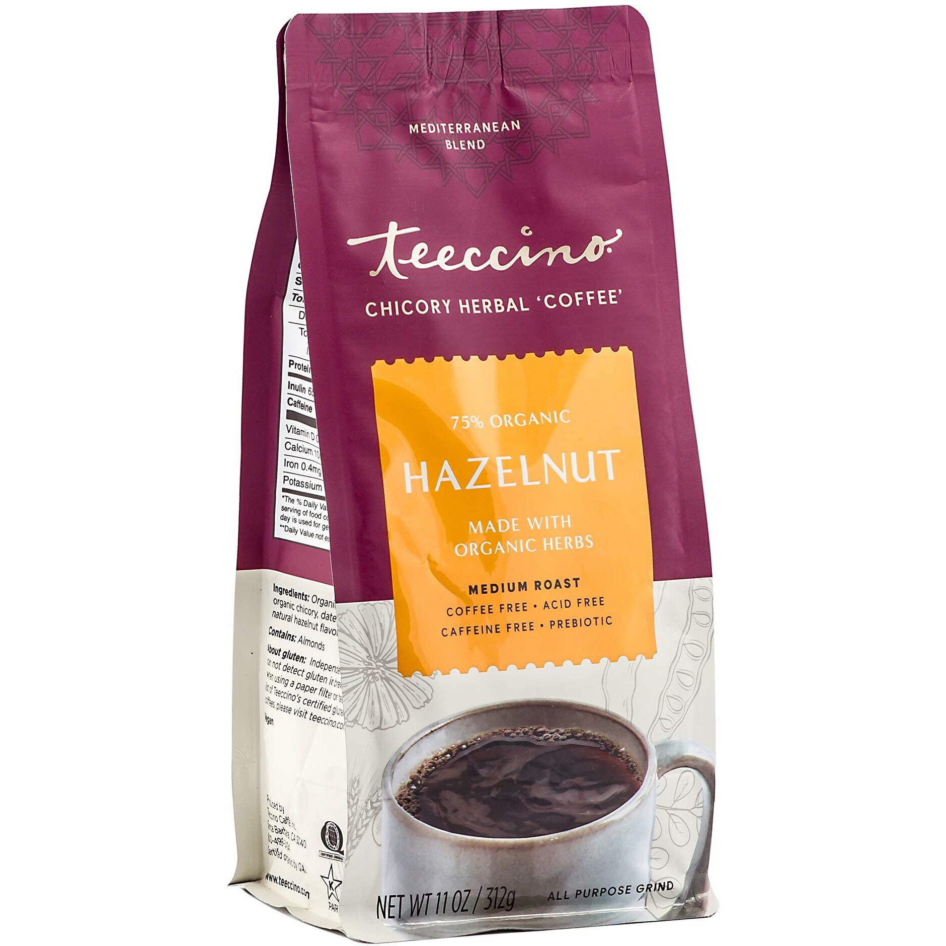 Teeccino Herbal Coffee Variety Pack - Hazelnut, Mocha And Java - Ground Herbal Coffee Thats Prebiotic, Caffeine-Free & Acid Free, Dark Roast, 11 Ounce (Pack Of 3)