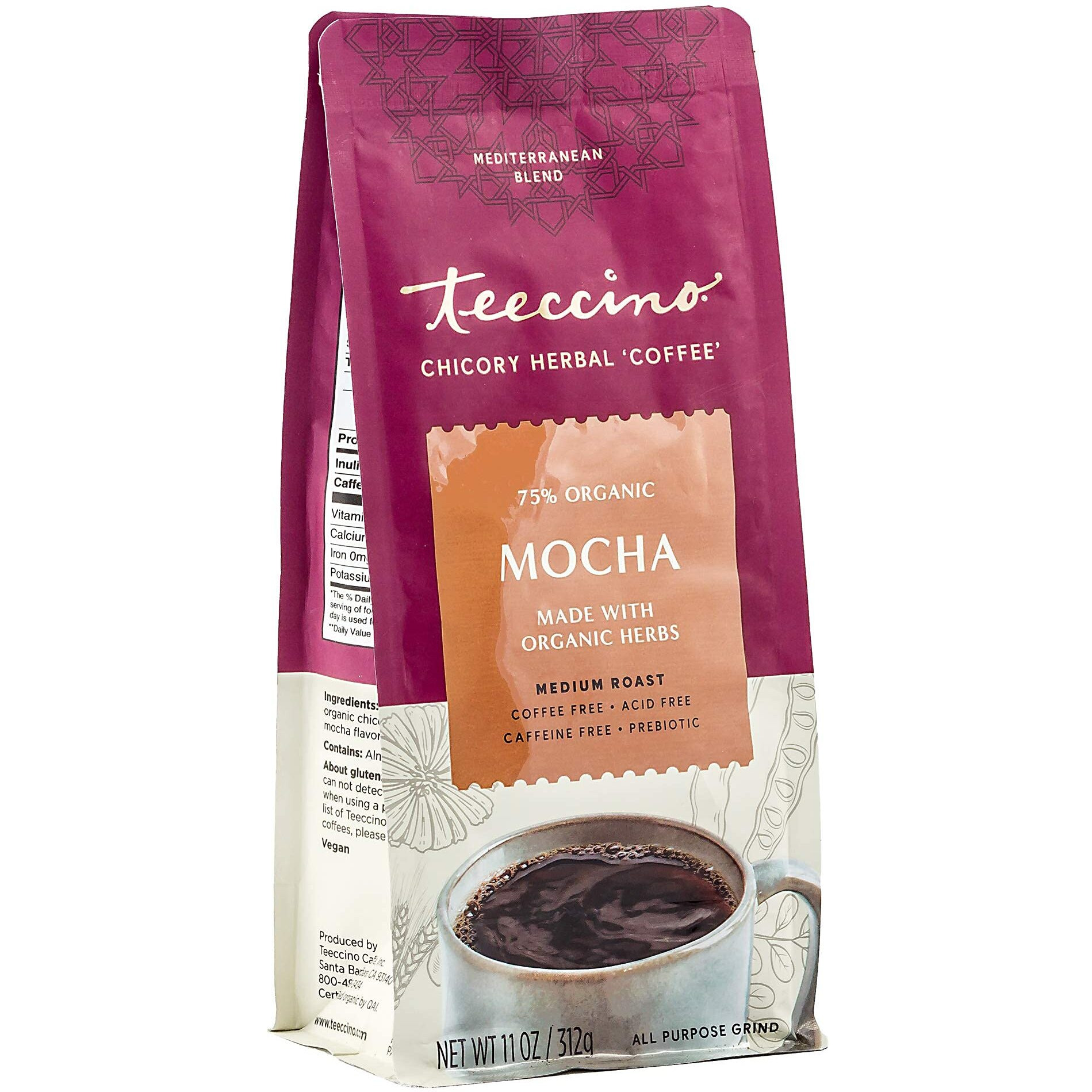 Teeccino Herbal Coffee Variety Pack - Hazelnut, Mocha And Java - Ground Herbal Coffee Thats Prebiotic, Caffeine-Free & Acid Free, Dark Roast, 11 Ounce (Pack Of 3)