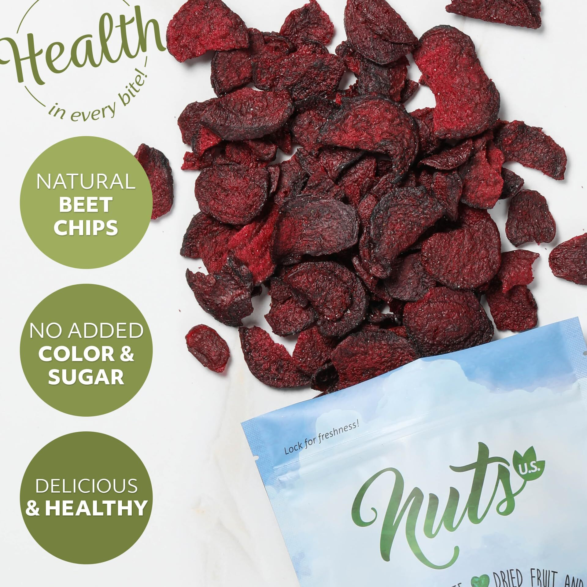 Nuts U.S. - Beet Chips | Sea-Salted | No Color Added And No Sugar Added | All Natural | Delicious And Healthy | Bulk Chips (Beet Chips, 2.2 Lbs)