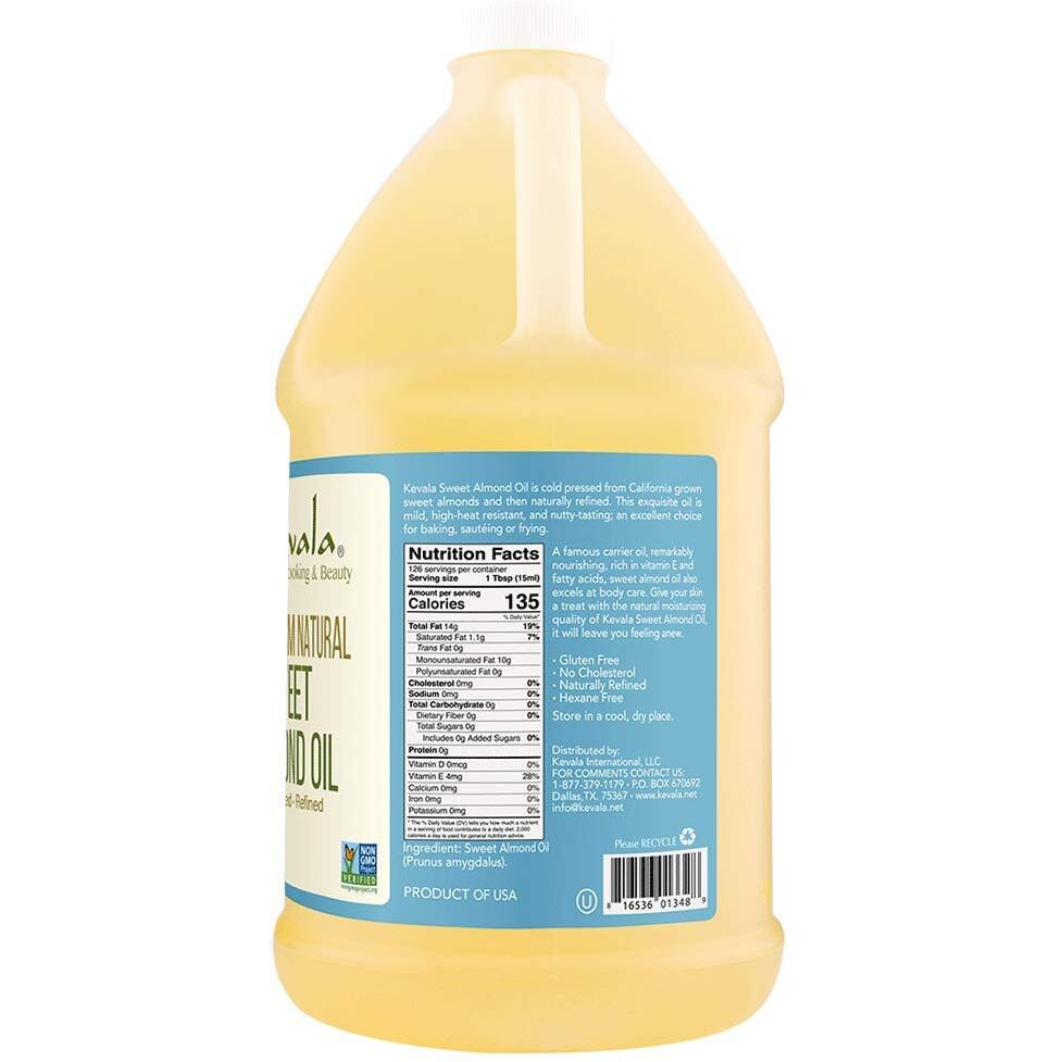 Sweet Almond Oil - Almond Oil For Skin Care And Cooking - Cold Pressed Oil - Premium Oil - Hair And Body Oil - Hexane Free - 1/2 Gallon / 64 Fl Oz