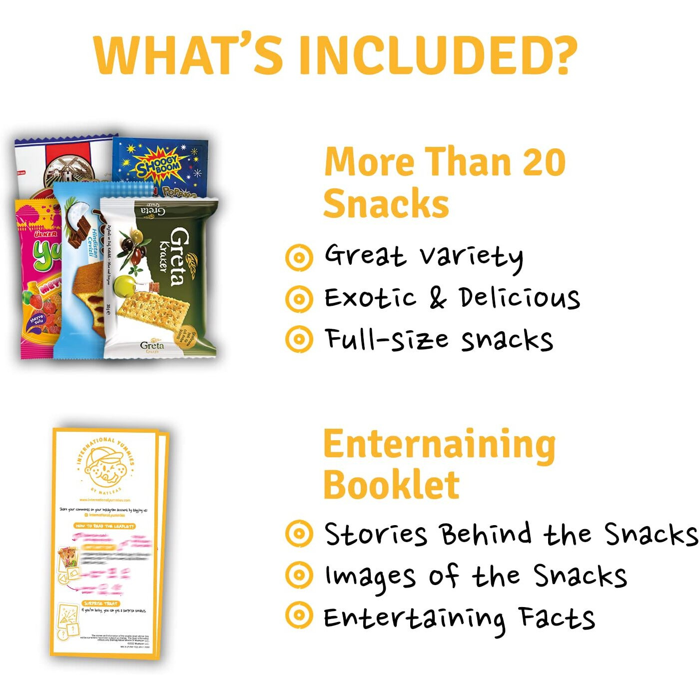 Maxi International Snack Box | Premium Exotic Foreign Snacks | Unique Snack Food Gifts Included | Saffran Yellow Theme | Candies From Around The World | 20 Full-Size + 1 Bonus Snacks