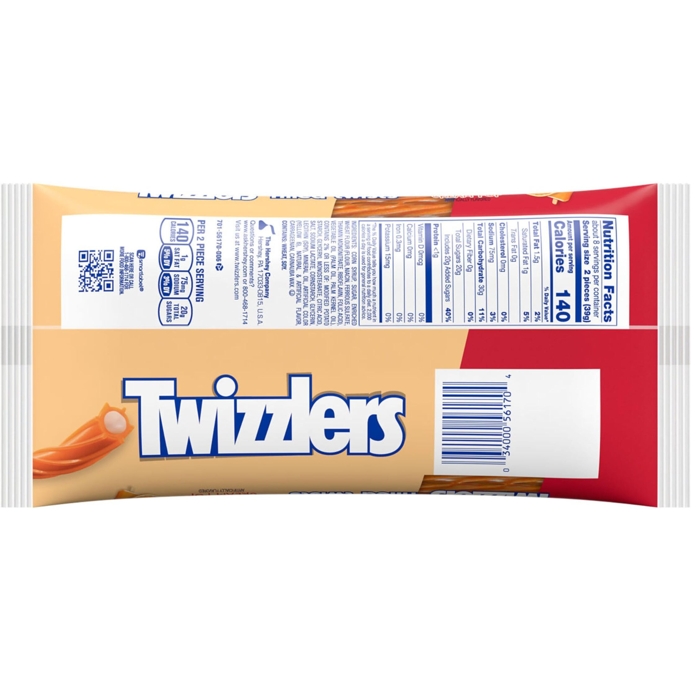 Twizzlers Filled Twists Orange Cream Pop Flavored, Low Fat Candy Bags, 11 Oz (12 Count)