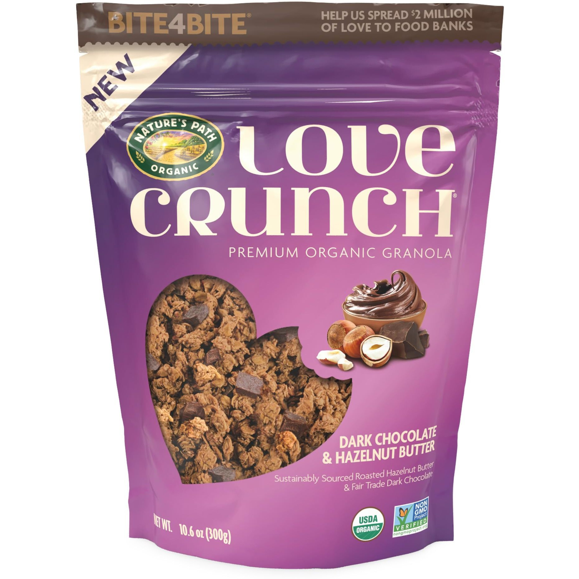 Love Crunch Organic Dark Chocolate And Hazelnut Butter Granola 10.6 Ounce Pouch (Pack Of 6)