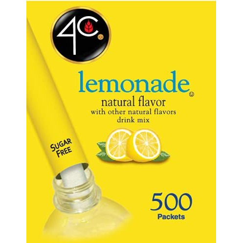 4C Powder Drink Stix, Lemonade 500 Count, Bulk Buy, Singles Stix, On The Go, Refreshing Water Flavorings, Value Pack