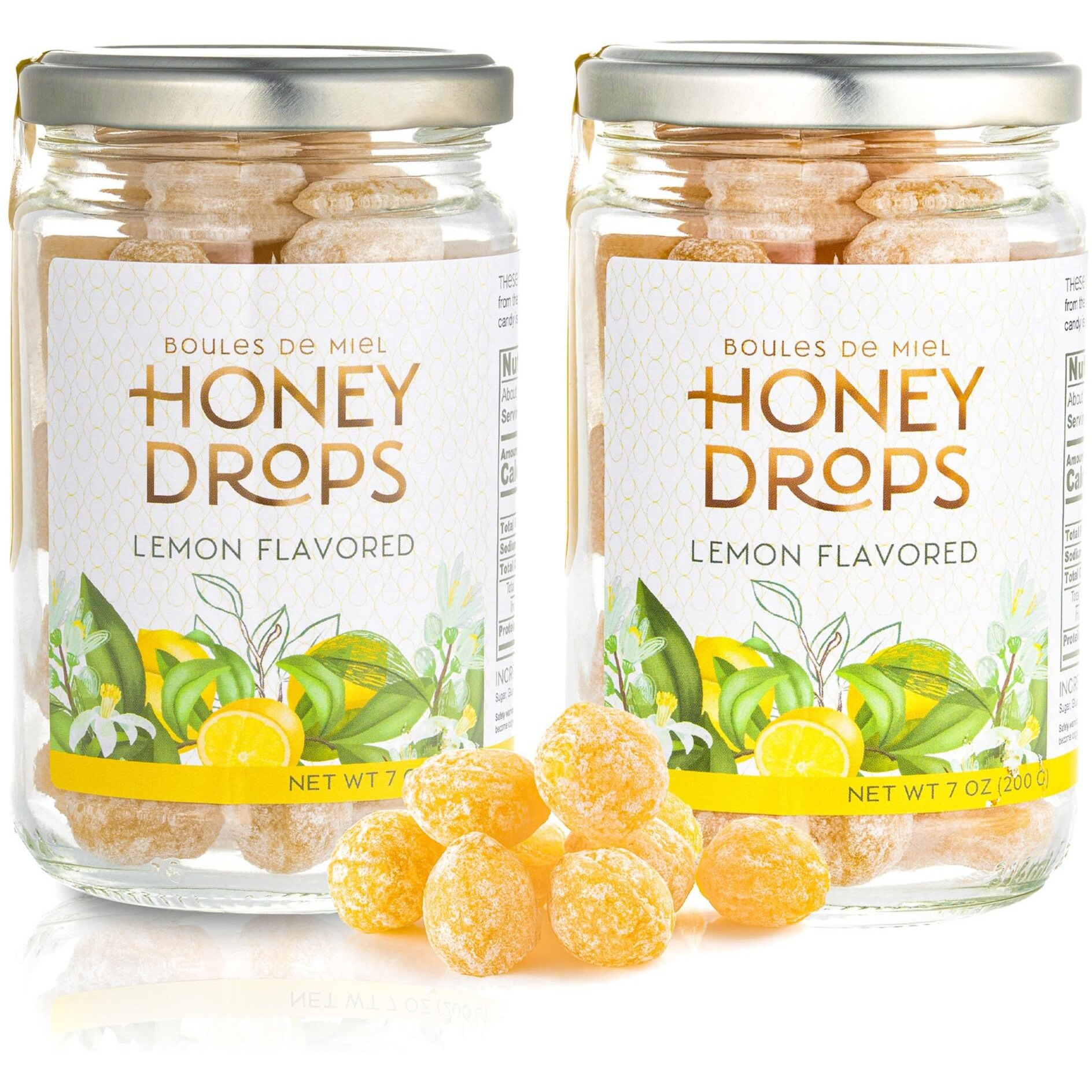 Gourmanity Honey Candy Lemon Drops, Surprise Lemon Flavored Honey Filling, Soothing & Sweet Treat, Carefully Crafted With Natural Honey, Made In Provence, France, 7Oz (Pack Of 2)
