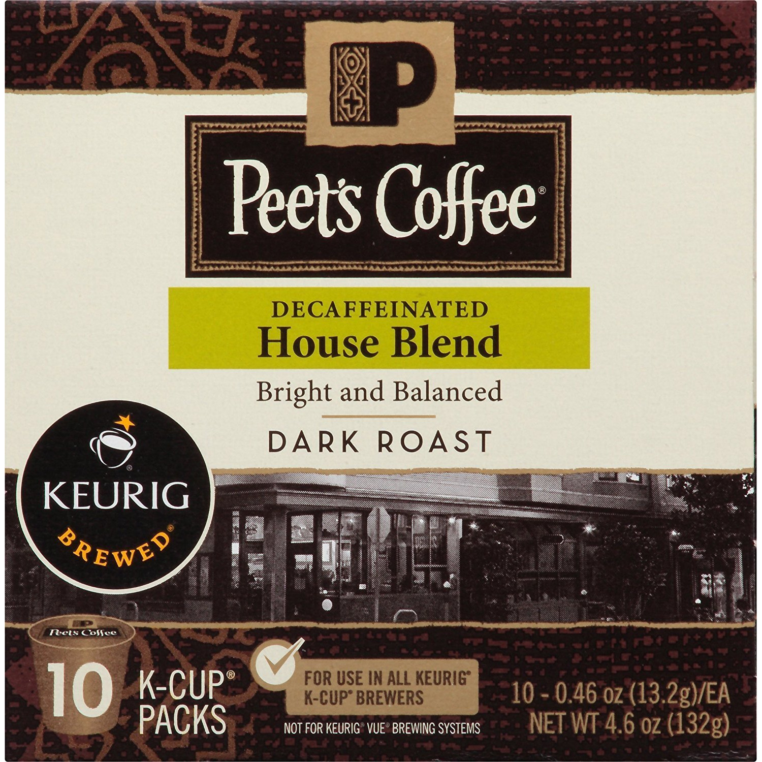 Peet's Coffee Decaf House Blend Single Cup Coffee For Keurig K-Cup Brewers 40 Count