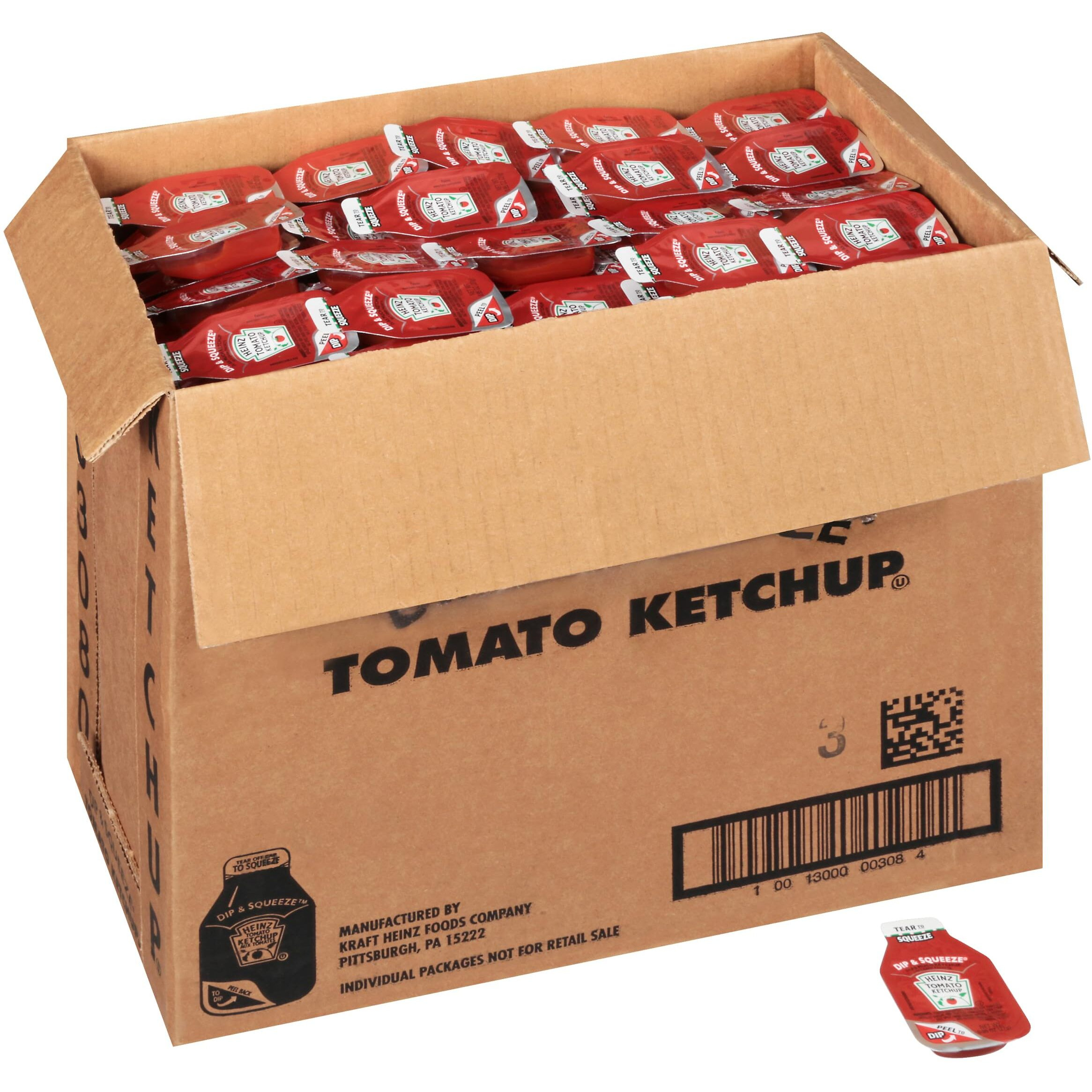 Heinz Single Serve Ketchup Dip & Squeeze Packet, 27 Gr. Container (Pack Of 500)