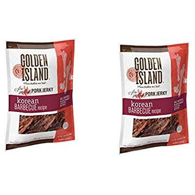 Golden Island Fire Grilled Pork Jerky Korean Barbecue Receipe - 14.5 Oz (2 Pack)