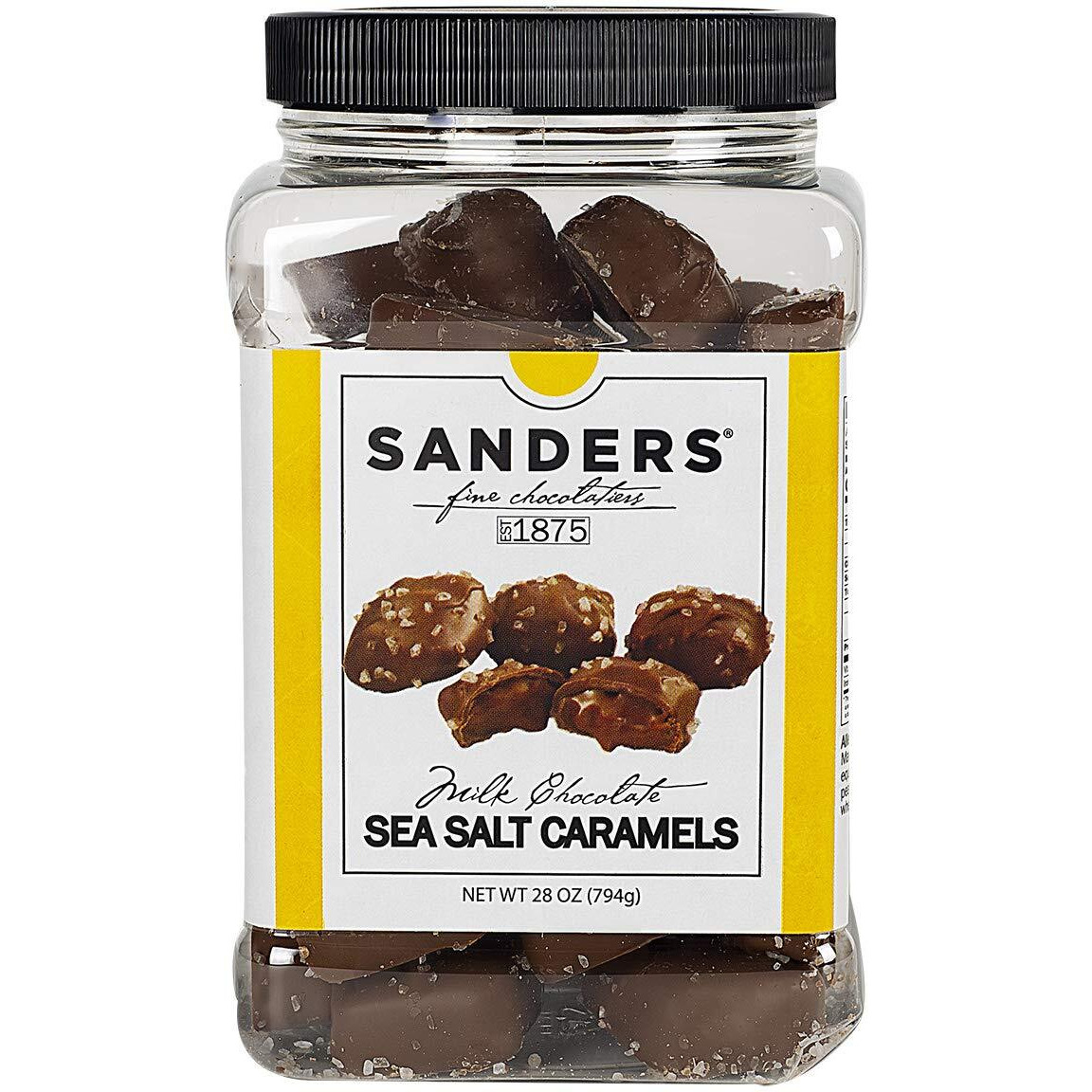Sanders Milk Chocolate Sea Salt Caramels, Kettle Cooked Caramel Covered In Milk Chocolate, 28 Oz Gift Tub