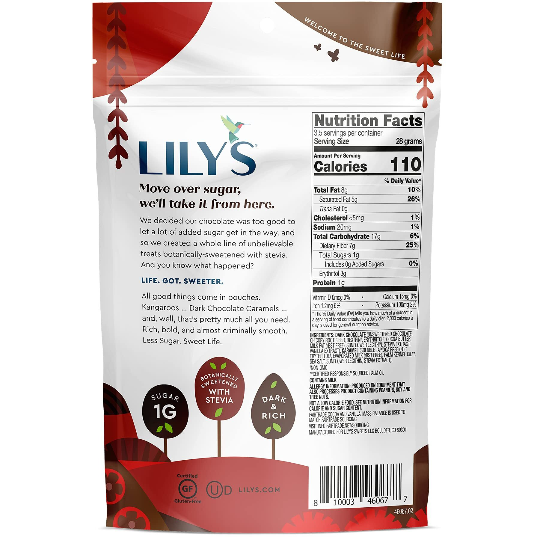 Dark Chocolate Covered Caramels By Lily's Sweets | Made With Stevia, No Added Sugar, Low-Carb, Keto Friendly | Fair Trade, Gluten-Free & Non-Gmo Ingredients | 3.5 Oz, 3 Pack