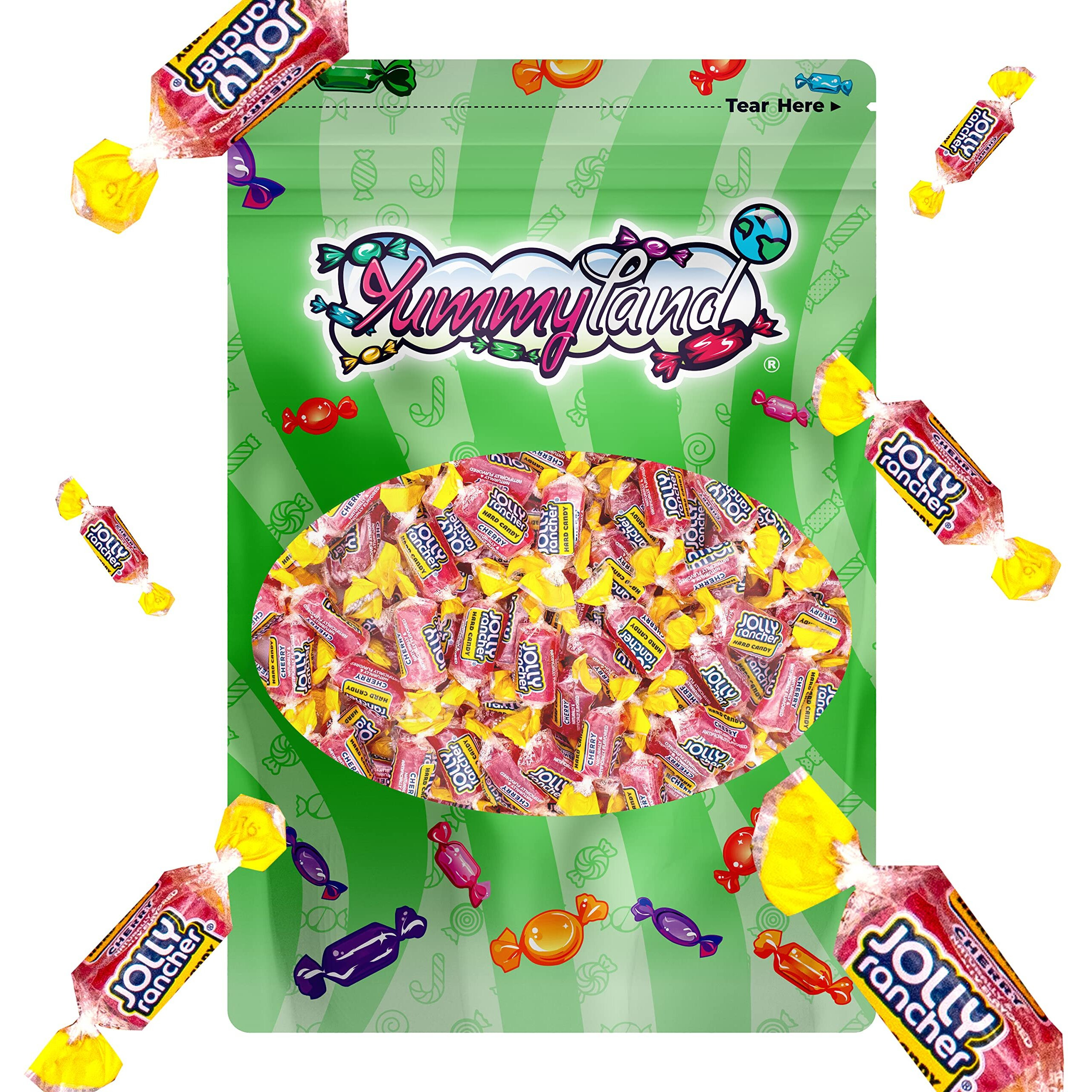 Jolly Rancher Cherry Hard Candy, Individually Wrapped, Bulk Candy Bag - 1 Pound (16 Oz)