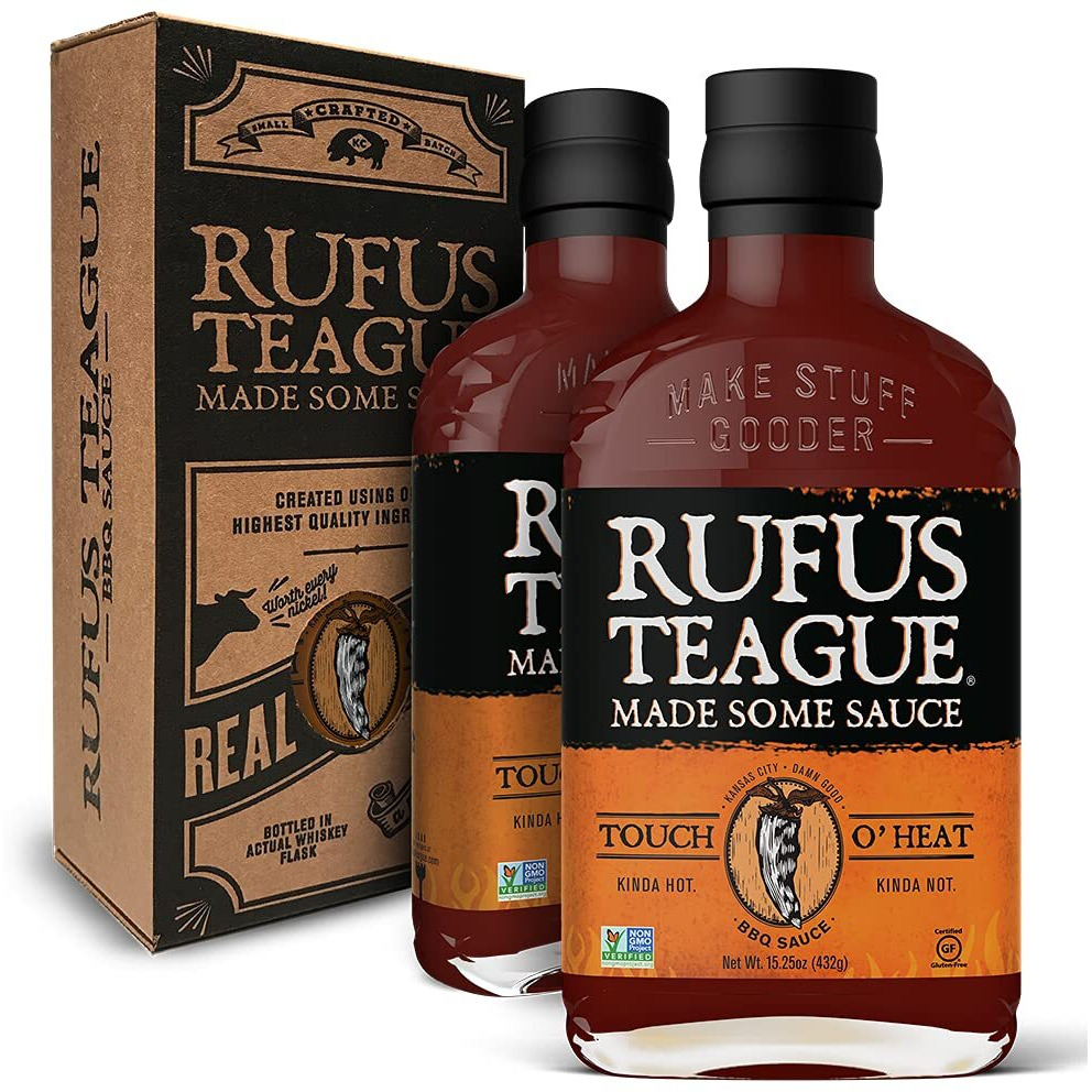 Rufus Teague - Touch O' Heat Bbq Sauce - Premium Barbecue Sauce - 15.25 Oz. Bottles - 2 Pack