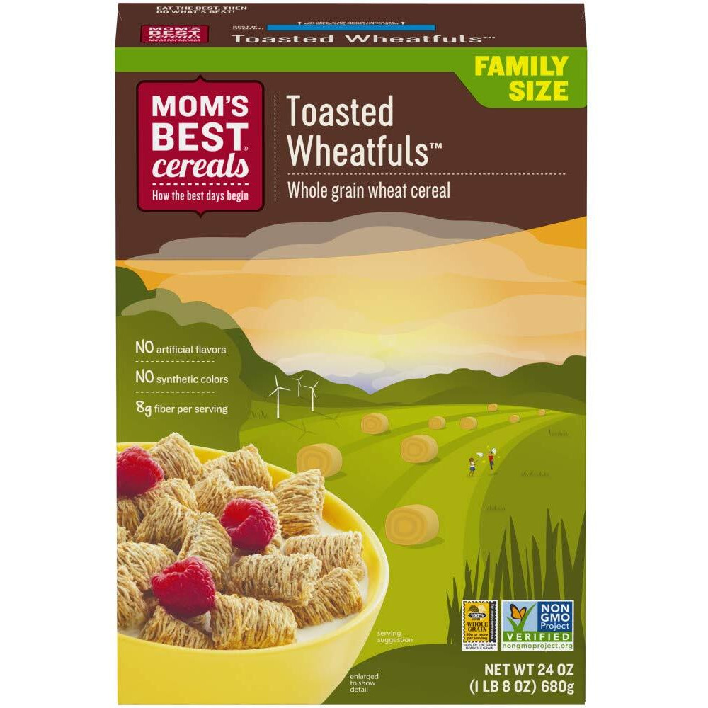 Mom's Best Toasted Wheatfuls Flavored Cereal, No High Fructose Corn Syrup, 23 Ounces (Pack Of 12)