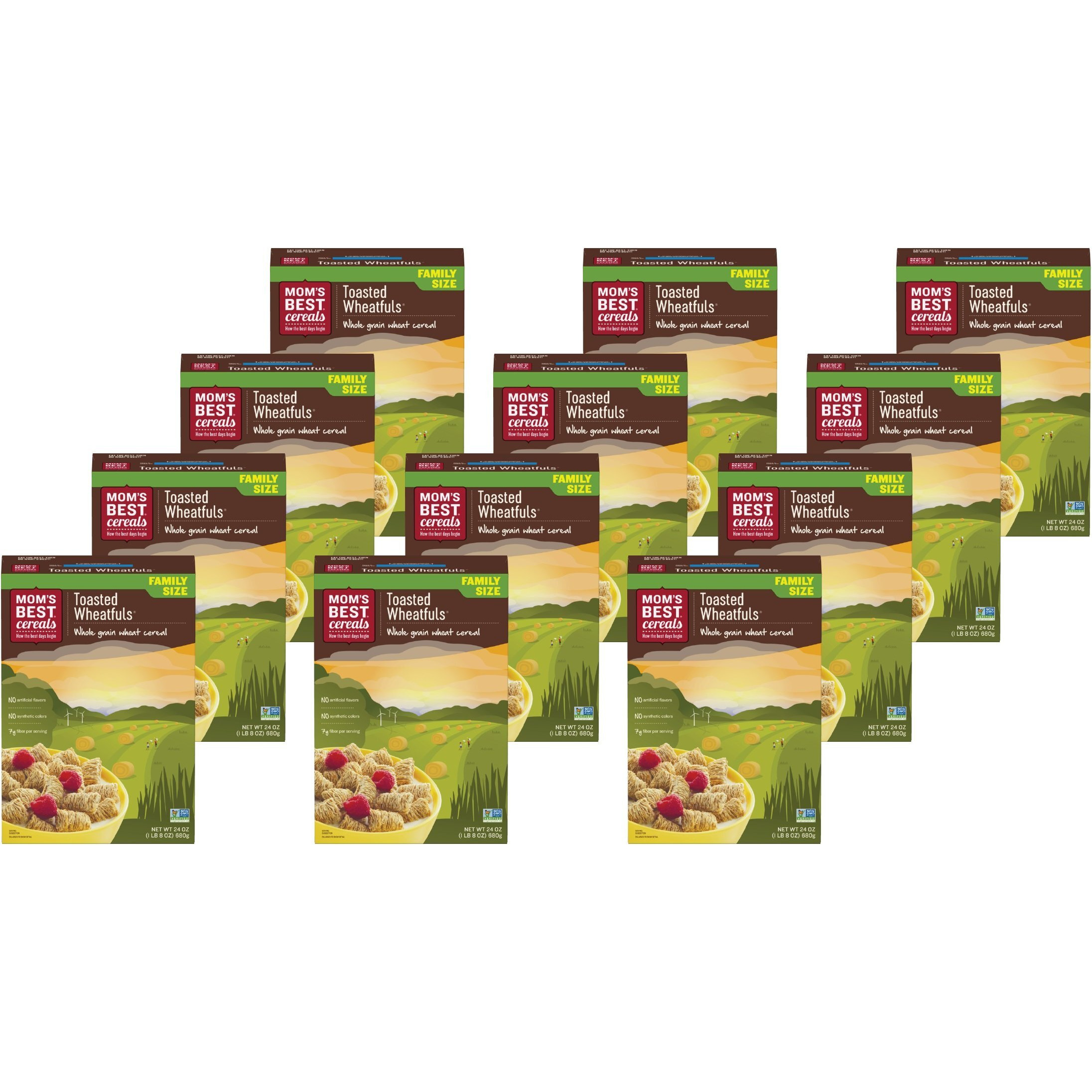 Mom's Best Toasted Wheatfuls Flavored Cereal, No High Fructose Corn Syrup, 23 Ounces (Pack Of 12)