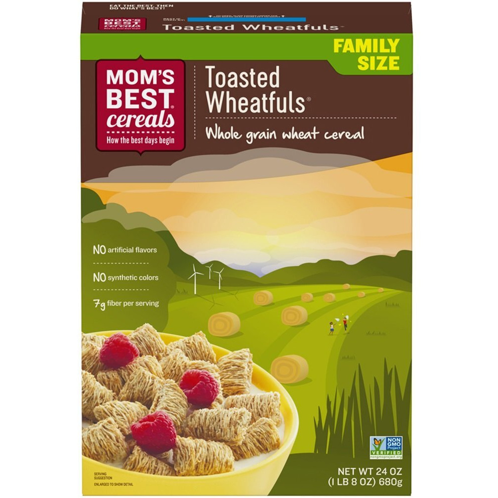 Mom's Best Toasted Wheatfuls Flavored Cereal, No High Fructose Corn Syrup, 23 Ounces (Pack Of 12)