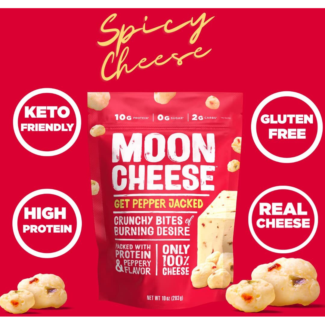 Moon Cheese Bites, Get Pepper Jacked, 2-Ounce 3-Pack, 100% Real Cheese Snack, Protein, Keto, After-School Or Lunch Snack