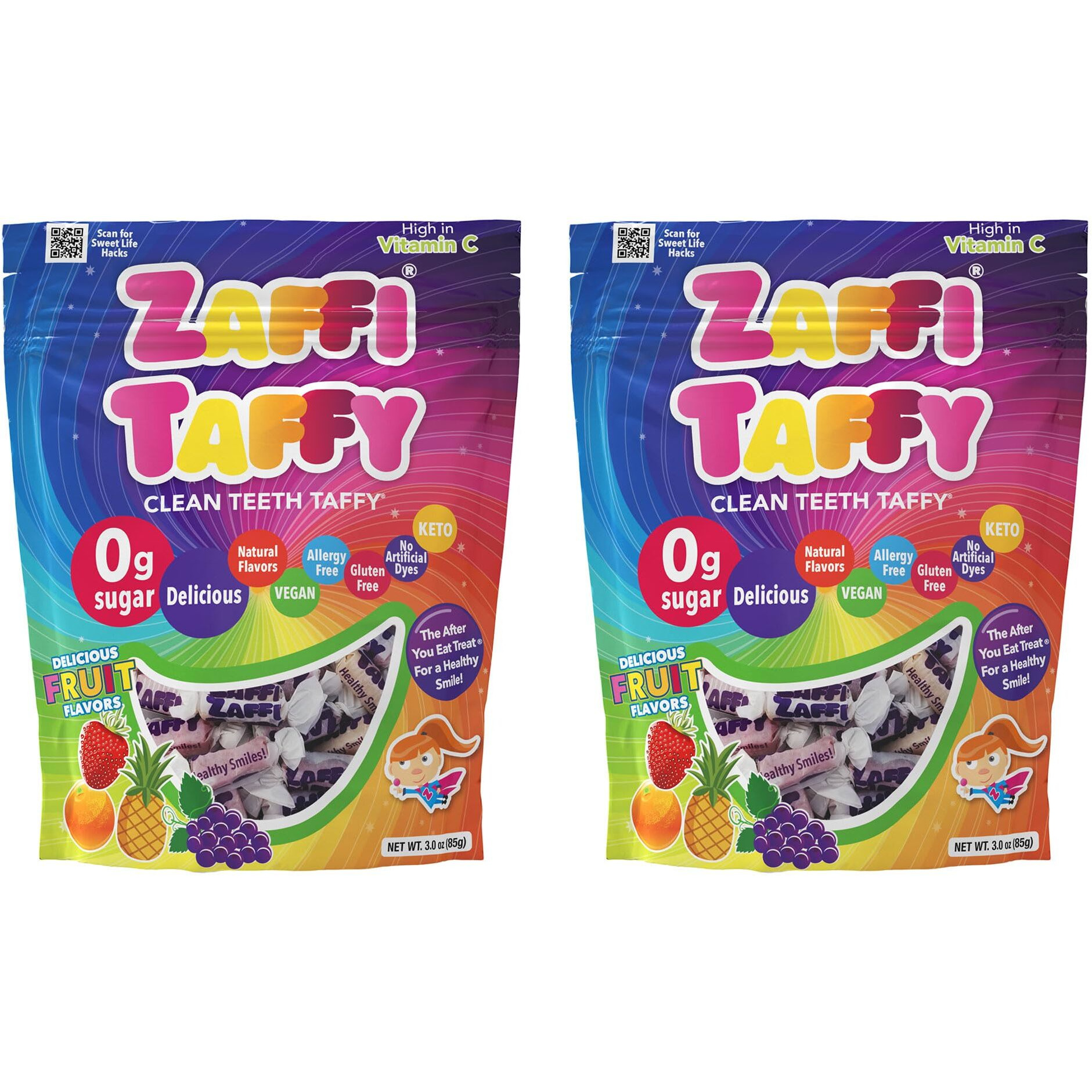 Zollipops Clean Teeth Keto Sugar Free Taffy Variety Pack, 3 Oz (Pack Of 2) - Indulge In Assorted Flavors For A Guilt-Free And Tasty Experience