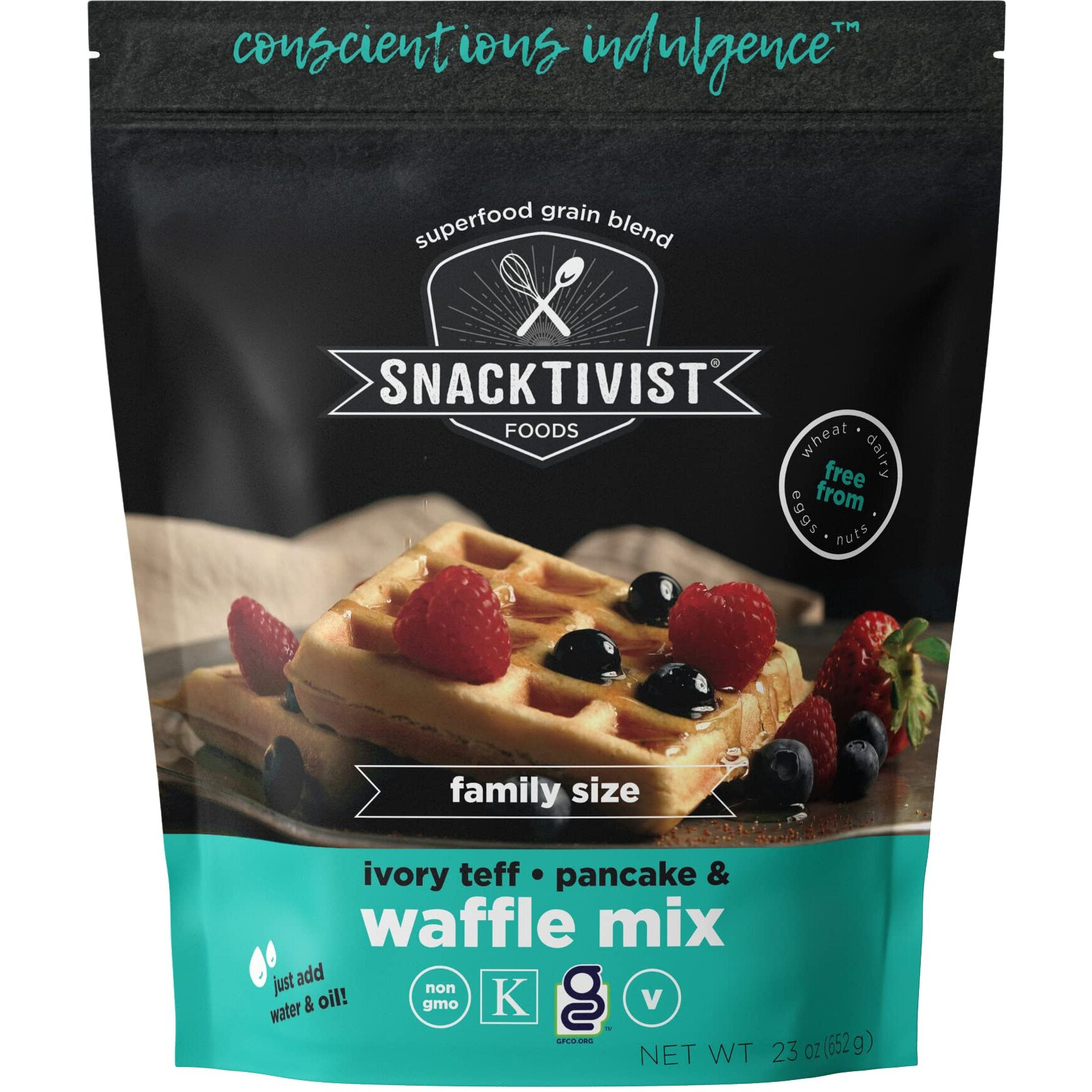 Snacktivist Foods - Gluten-Free, Vegan, Pancake & Waffle Mix, Non-Gmo, Egg-Free, Dairy-Free, 23 Ounce