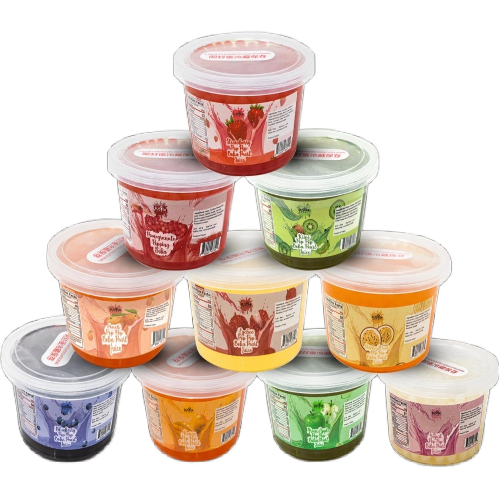 Fusion Select 6 Variety Flavors Bursting Bobaz Popping Bobaz Pearls - Fruit Tea Snack Toppings