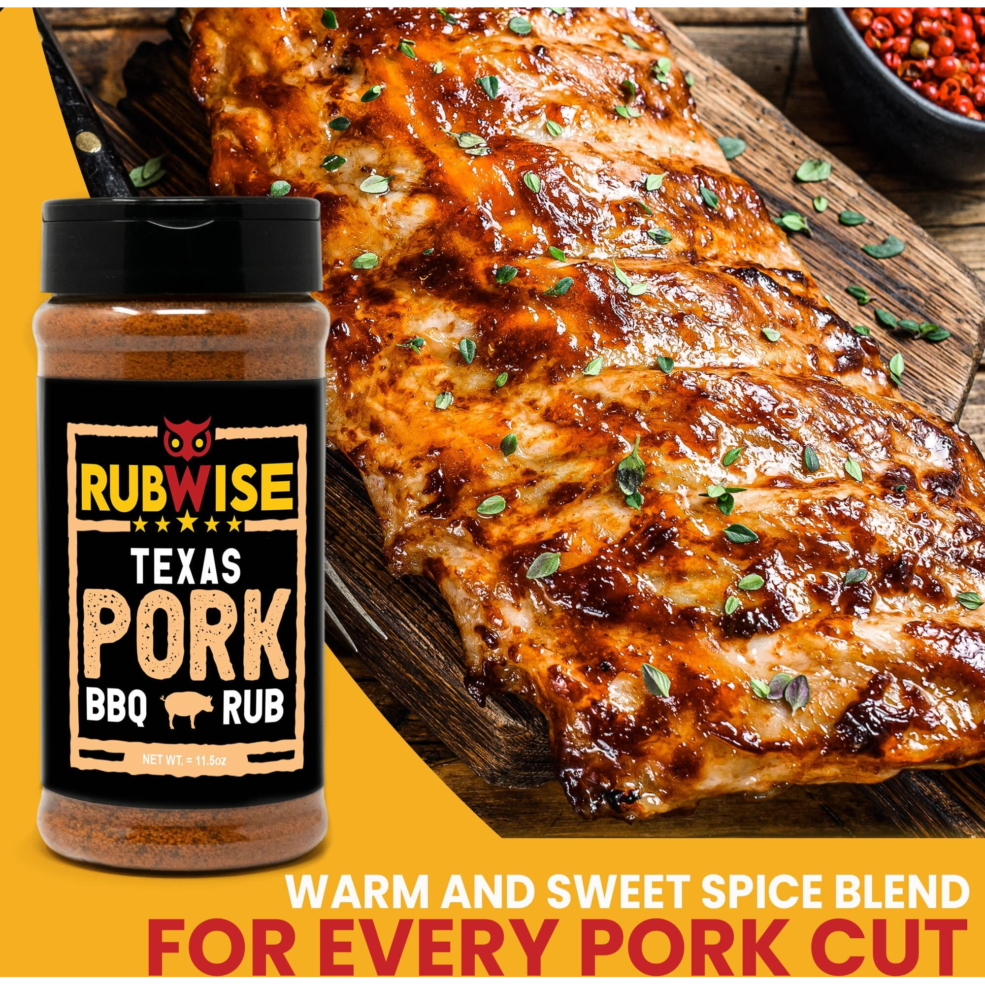 Rubwise Texas Style Bbq Pork Rub (1Lb) | Meat Bbq Rubs And Spices For Smoking And Grilling | Dry Rubs | Pork Rib Rub Seasoning | Great On Pork Shoulder, Spare Ribs, Tenderloin, Chops, Pork Butt (No Msg)