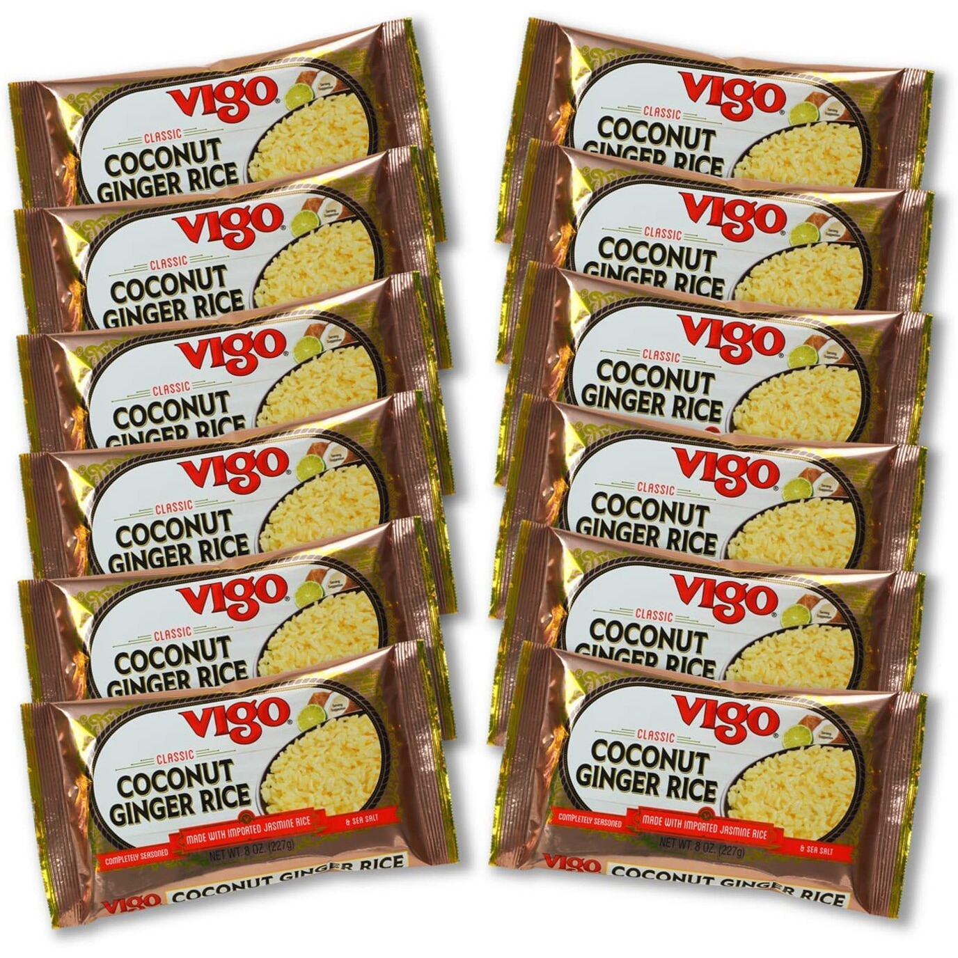 Vigo Authentic Coconut Ginger Rice, Imported Jasmine (Coconut Ginger, 8 Ounce (Pack Of 12))