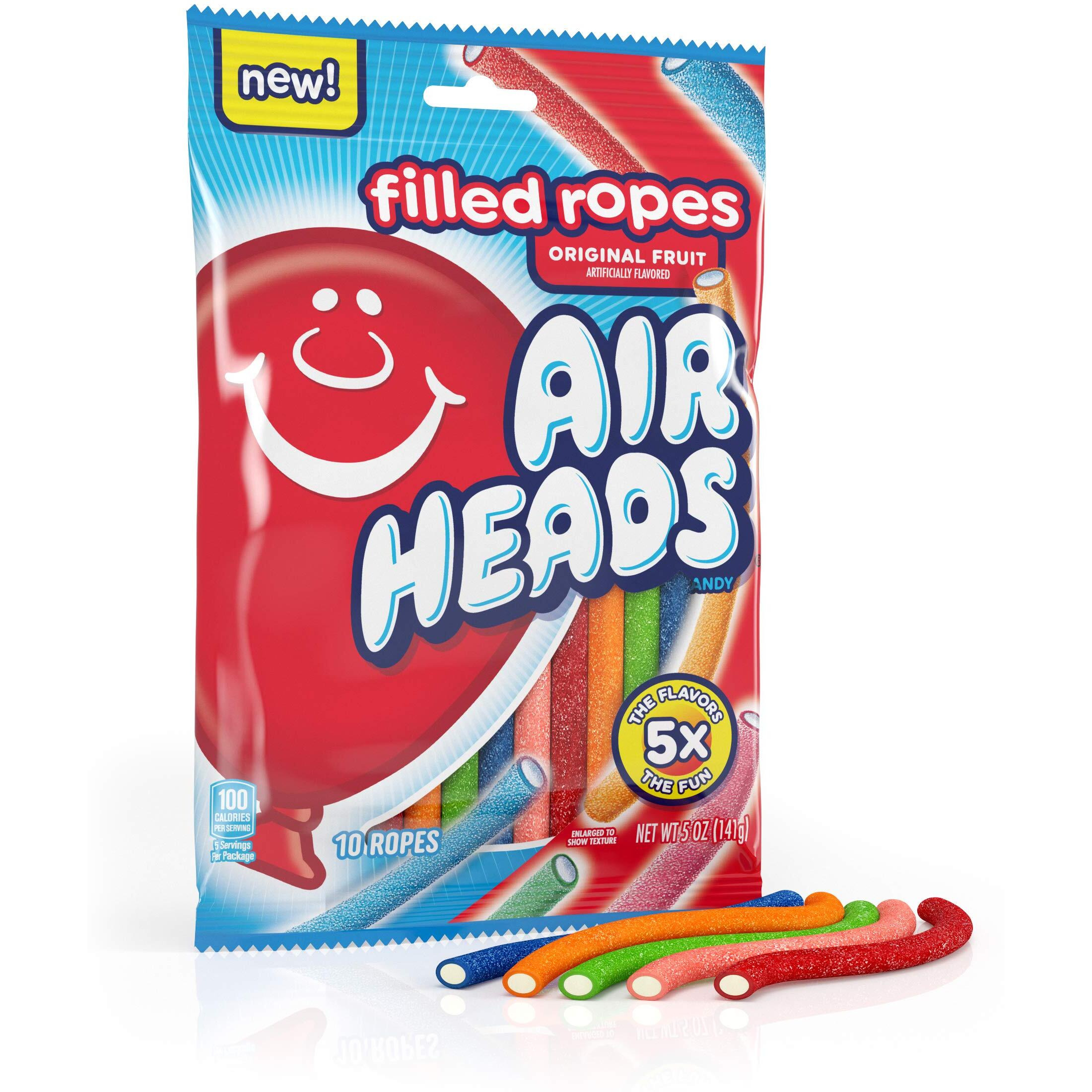 Airheads Soft Filled Ropes, Halloween Trick Or Treat Candy, Original Fruit Flavors, Individually Wrapped Bulk Candy For Adults & Kids, 5 Oz Bag (Box Of 12 Bags)