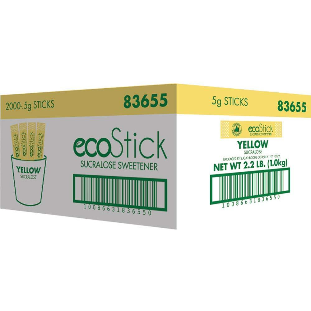 Ecostick Zero Calorie Sweetener Packets | Yellow Sucralose | 2000 Count | Gluten Free