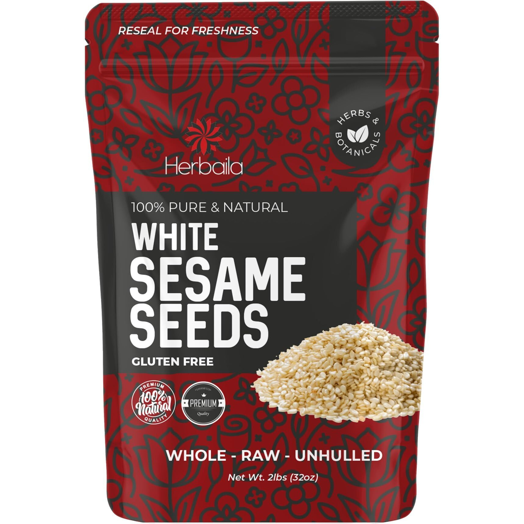 Sesame Seeds Bulk 2Lbs - White Raw Sesame Seeds For Baking - Unhulled Sesame Seeds Bulk - Keto Friendly - Non Gmo Seeds - Gluten Free - Grown In Usa 32Oz