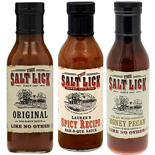 Salt Lick Bbq Sauce Assortment, One Each Of Original Bbq Sauce, Lauren's Spicy Bbq Sauce & Honey Pecan Bbq Sauce