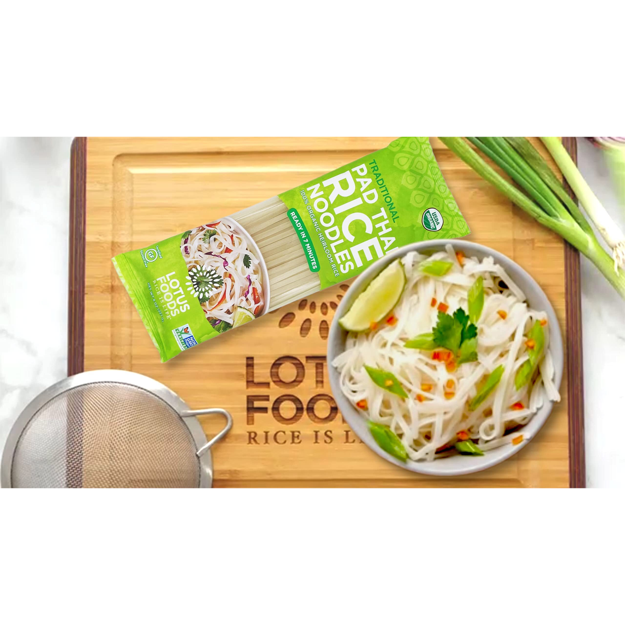 Lotus Foods Traditional Pad Thai Rice Noodles - Pad Thai Noodles, Asian Noodles, Gluten Free Noodles, Rice Noodles, Whole Grain, Non Gmo, Usda Organic - 8 Oz (Pack Of 3)