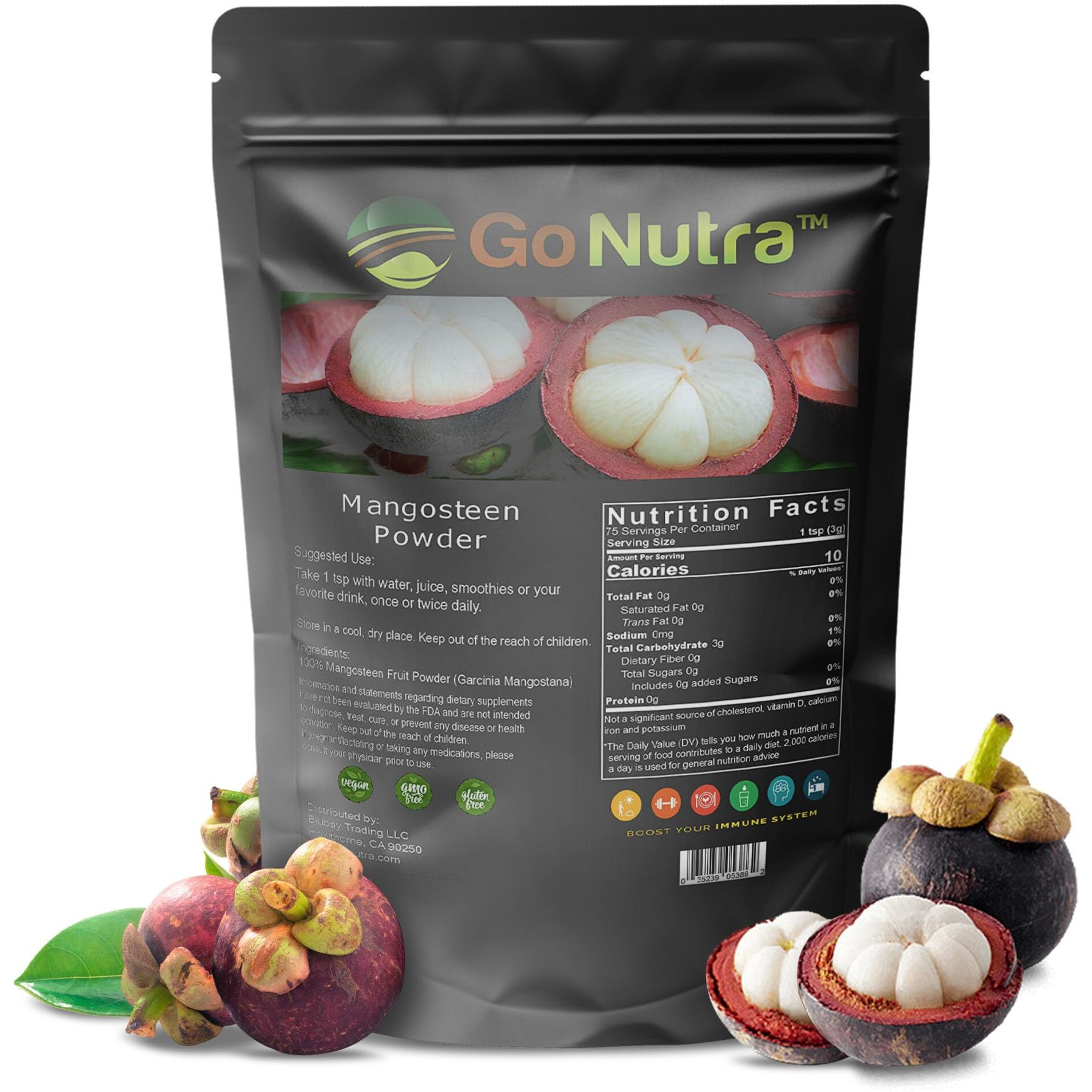 Go Nutra - Mangosteen Powder, Pure Superfood Powder Made From Mangosteens Pericarp (Hull), Antioxidant-Rich Powder For Yogurts, Fruit Juice, Smoothie Mix, And More, Non-Gmo, Vegan, 1Lb