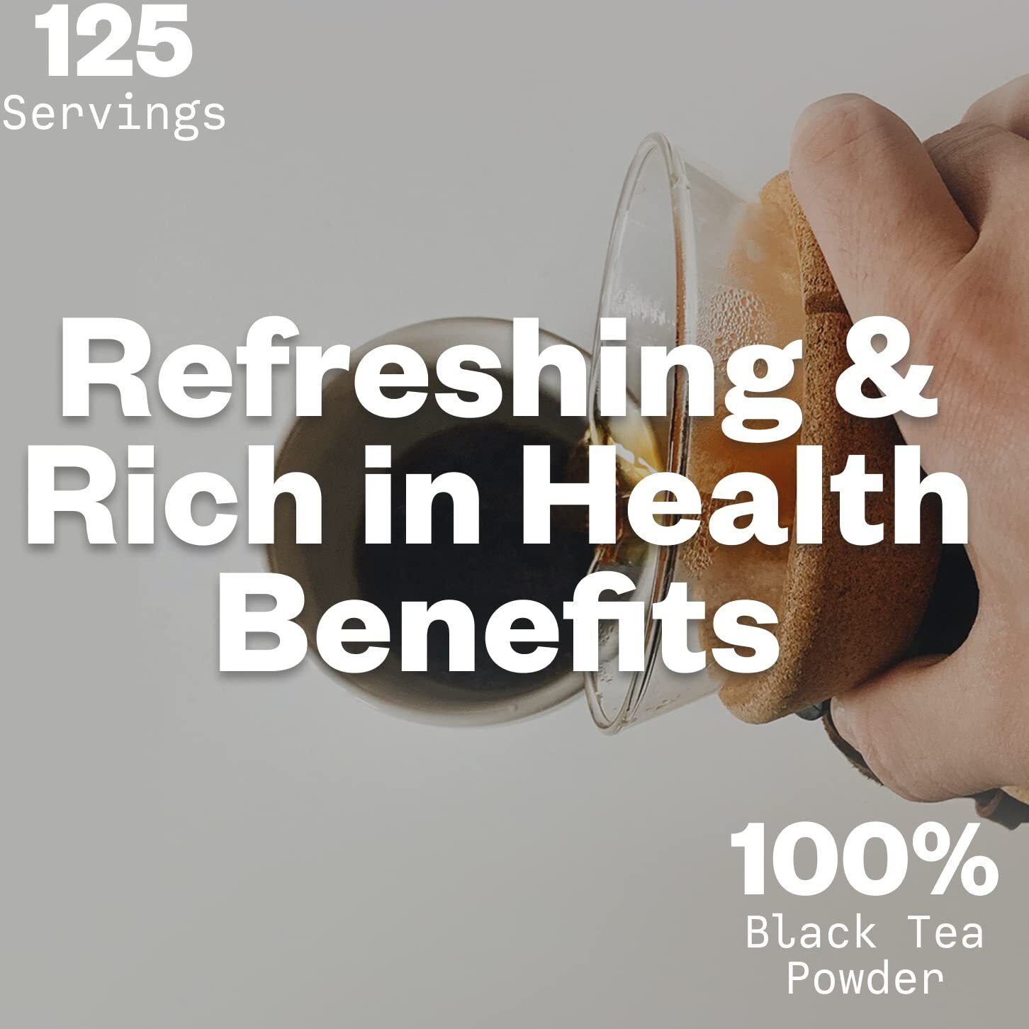 Purisure Instant Black Tea Powder, 125G, Pure Formula, Quick Dissolve For Hot/Cold Tea, Unsweetened Instant Tea Powder For Beverages, Baking, Energy & Health Boost, No Additives, Non-Gmo, 125 Servings