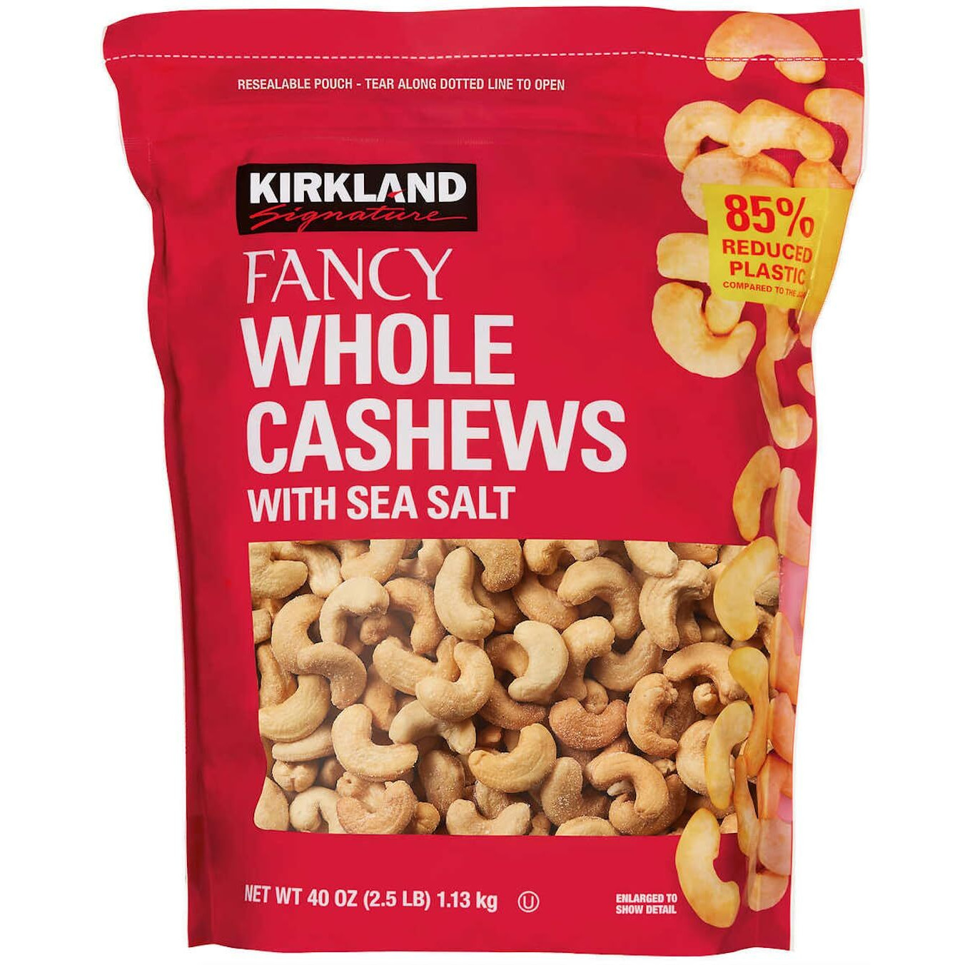 Sea Salt Salted Whole Cashews, 40 Oz (2.5 Lbs, 1.13 Kg) Extra Fancy, Kirkland