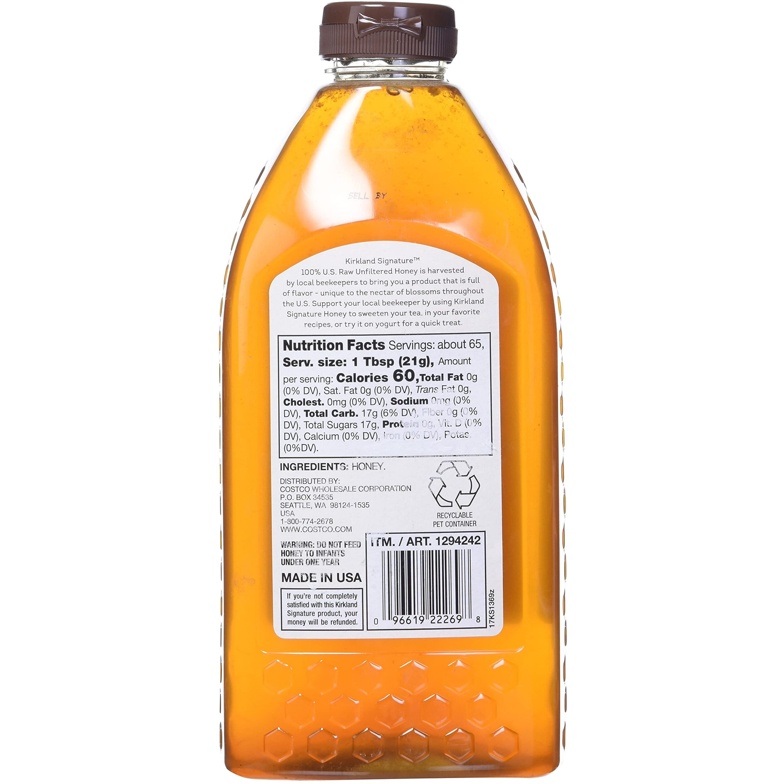 Kirkland Signature Kirkland Signature Raw Unfiltered Usa Honey (48 Oz/ 3 Lbs), 48 Oz(Pack Of 1)