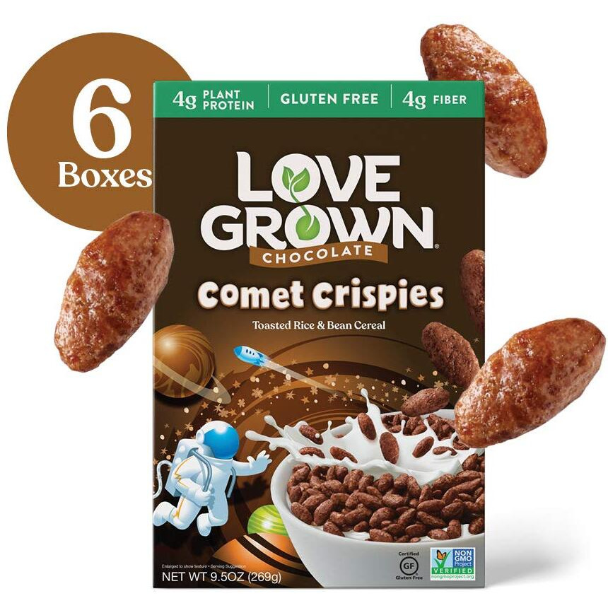 Love Grown Chocolate Comet Crispies Cereal, 9.5Oz, Pack Of 6
