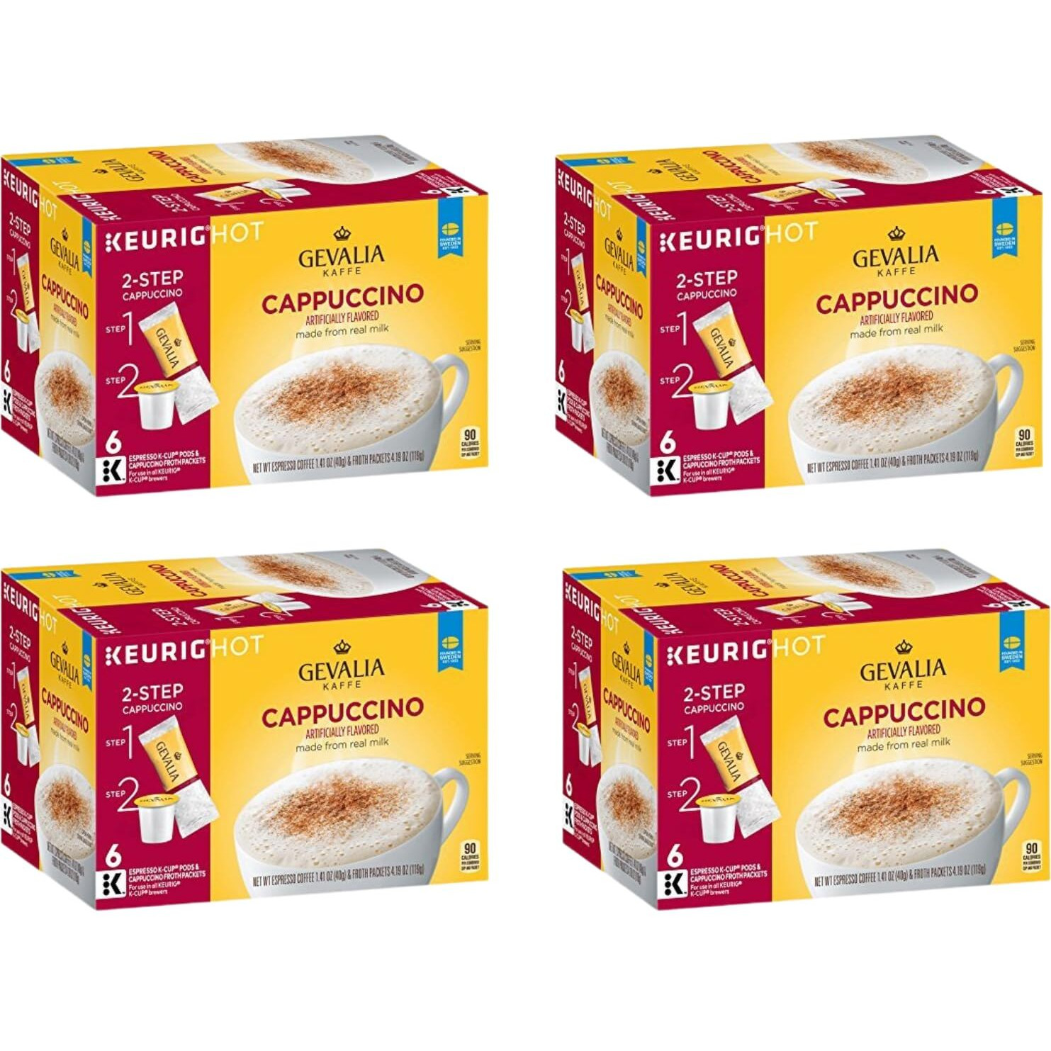 Gevalia Cappuccino Keurig K Cup Pods With Froth Packets 5.98Oz (24 Count, 4 Boxes Of 6) (4)